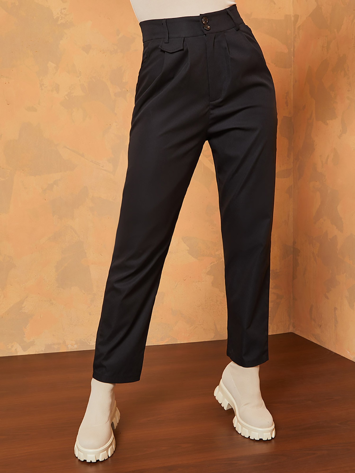 Buy Zastraa Women Mustard Yellow Slim Fit Solid Peg Trousers  Trousers for  Women 9476139  Myntra
