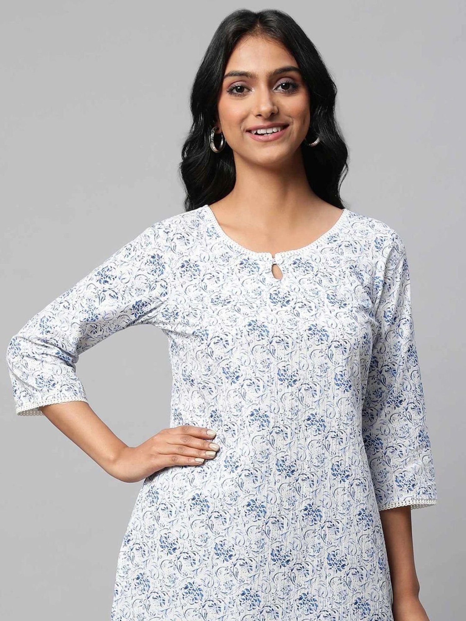 Buy Nomad Lifestyle Women's White Cotton Short Kurti at Amazon.in