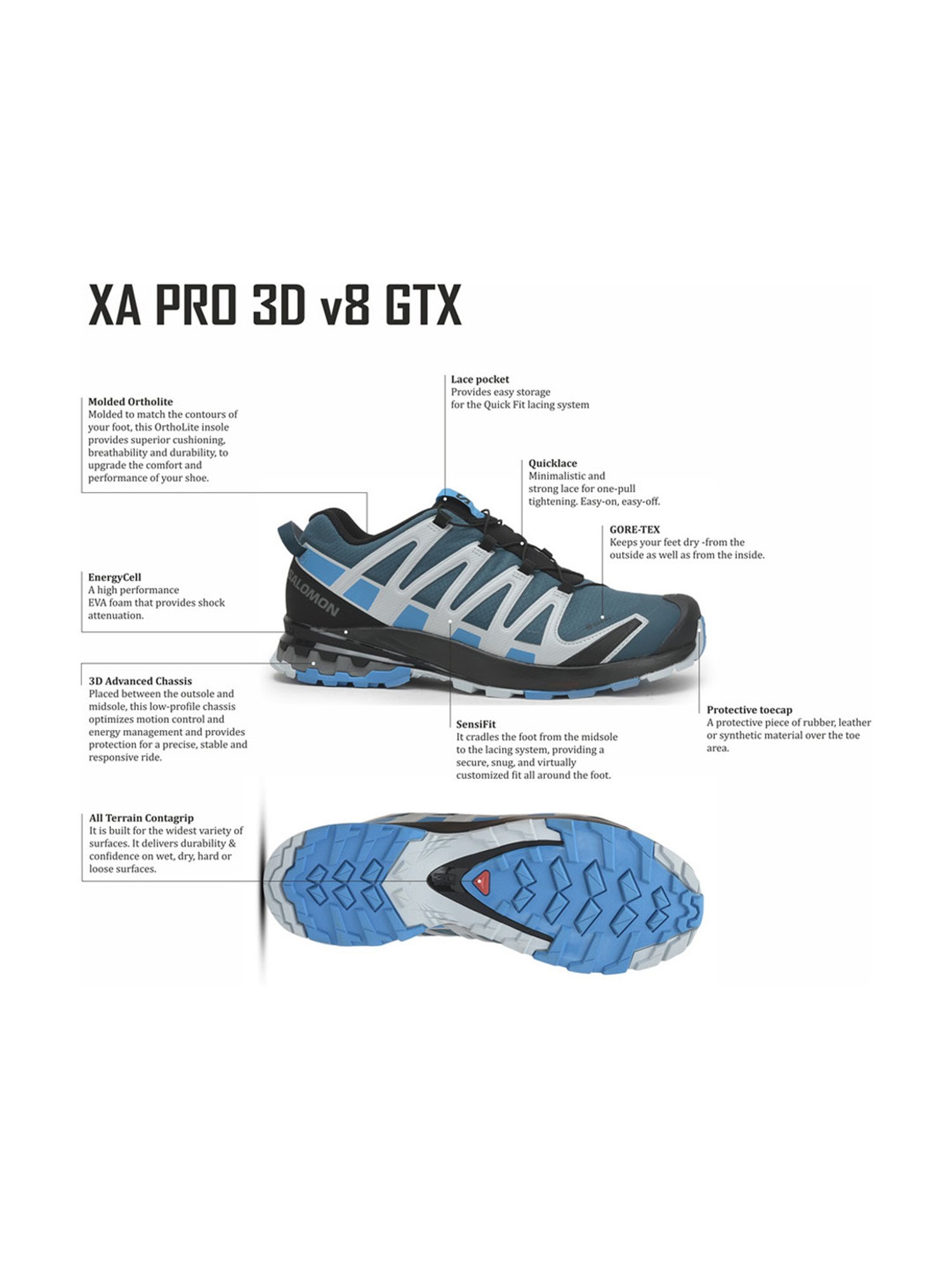 Salomon XA PRO 3D V8 GTX - Zapatillas trail hombre legion blue - Private  Sport Shop