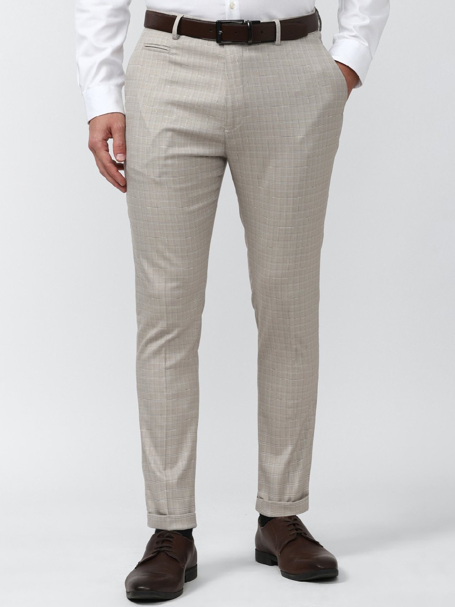 PE Perform Trousers  Chinos Peter England Grey Trousers for Men at  Peterenglandcom