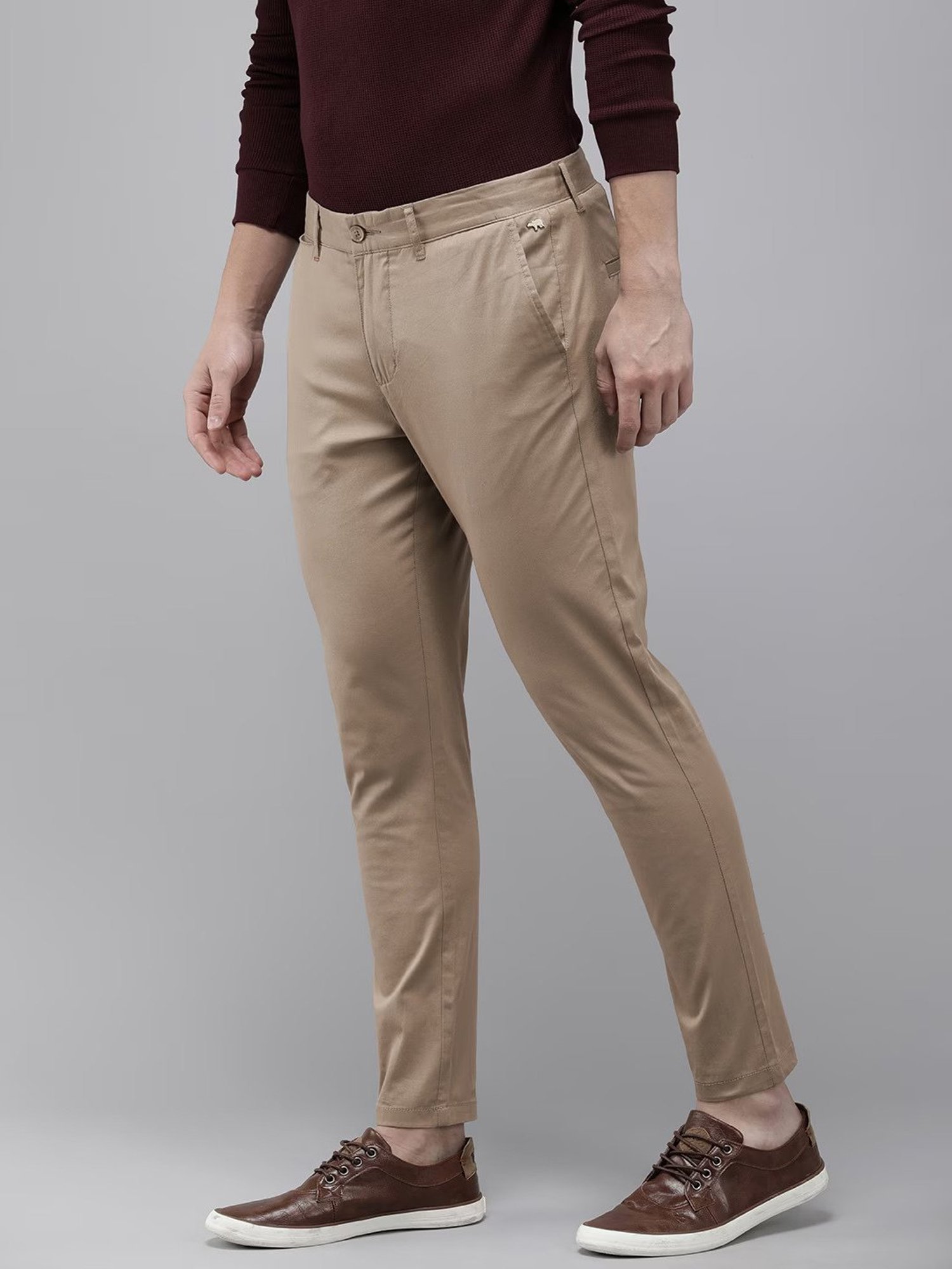 The Bear House Beige Tapered Fit Cotton Chinos