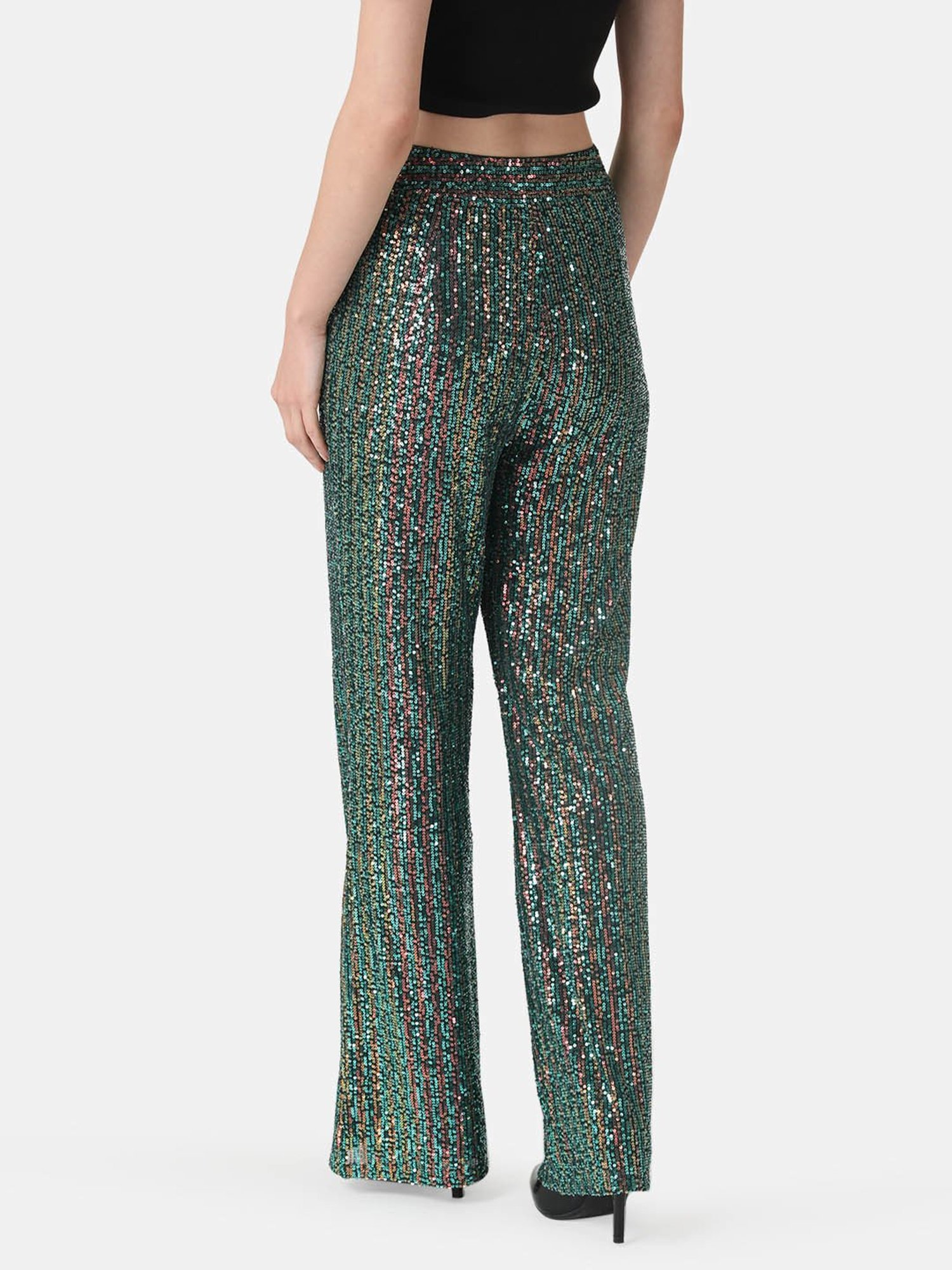 Annorlunda sequin slouchy suit trousers in bright green | ASOS