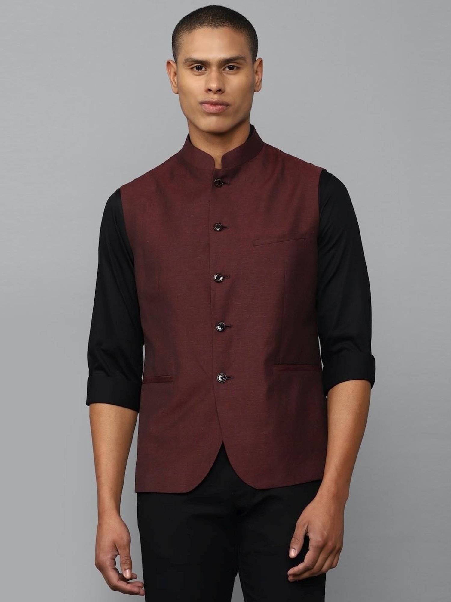 Buy Allen Solly Blue Slim Fit Linen Nehru Jacket - Nehru Jackets for Men  2249171 | Myntra