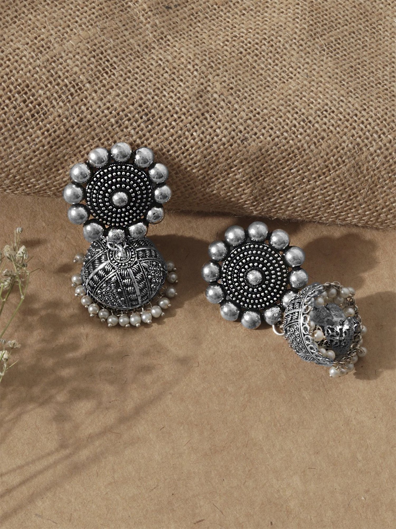 Buy Silver-Toned & Black Earrings for Women by MAHI Online | Ajio.com