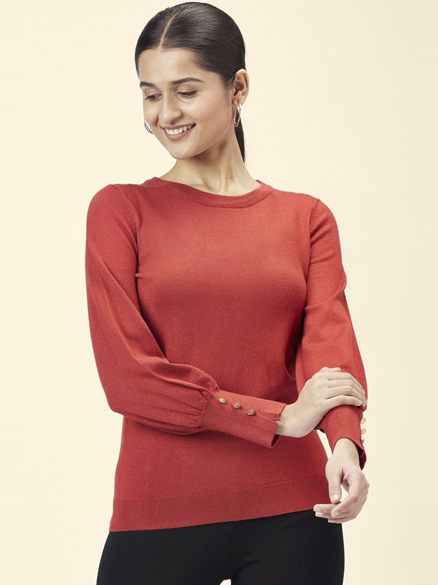 Buy Annabelle by Pantaloons Rust Slim Fit Sweater for Women Online