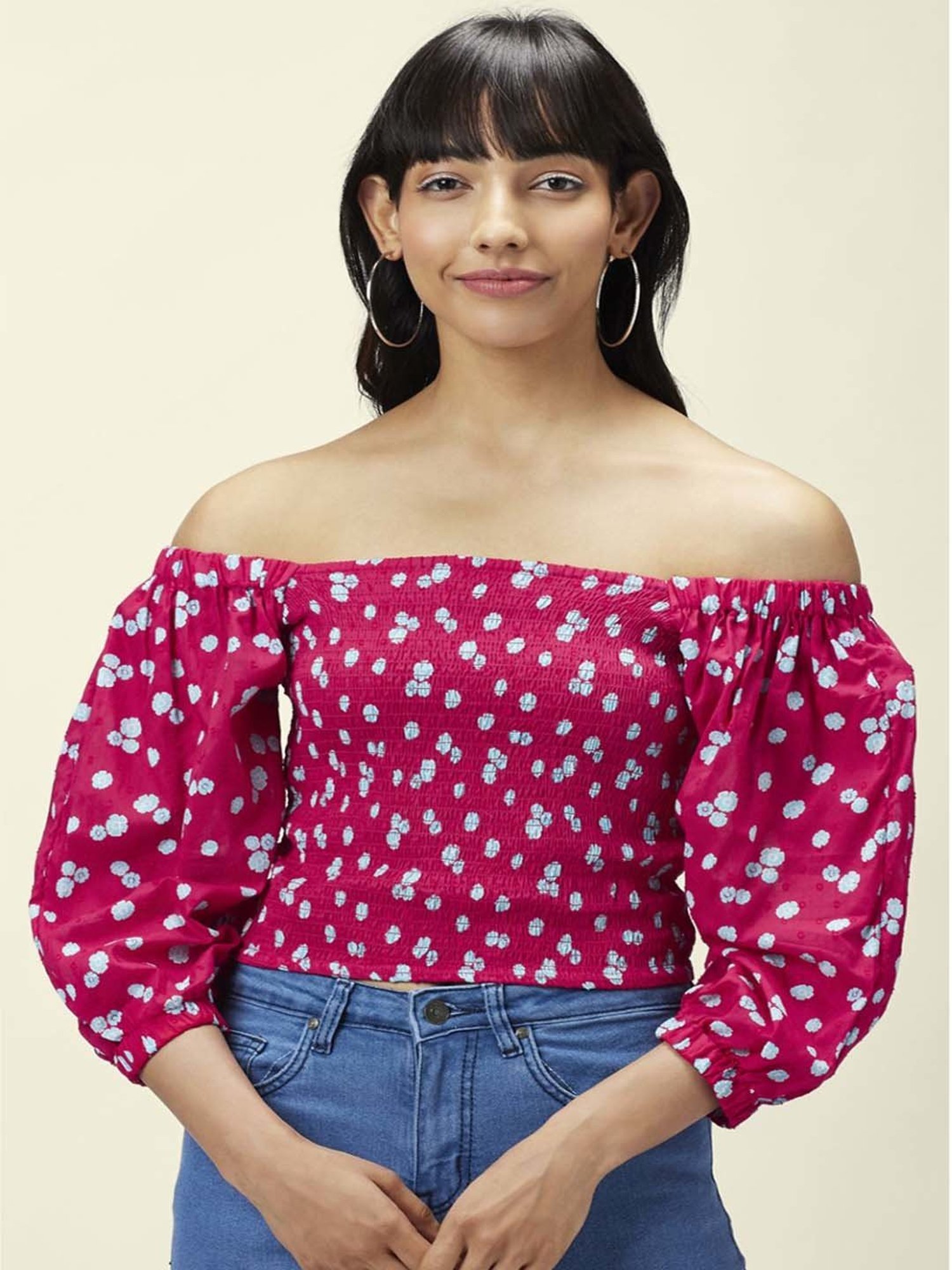 Buy People by Pantaloons Pink Cotton Printed Top for Women Online @ Tata  CLiQ