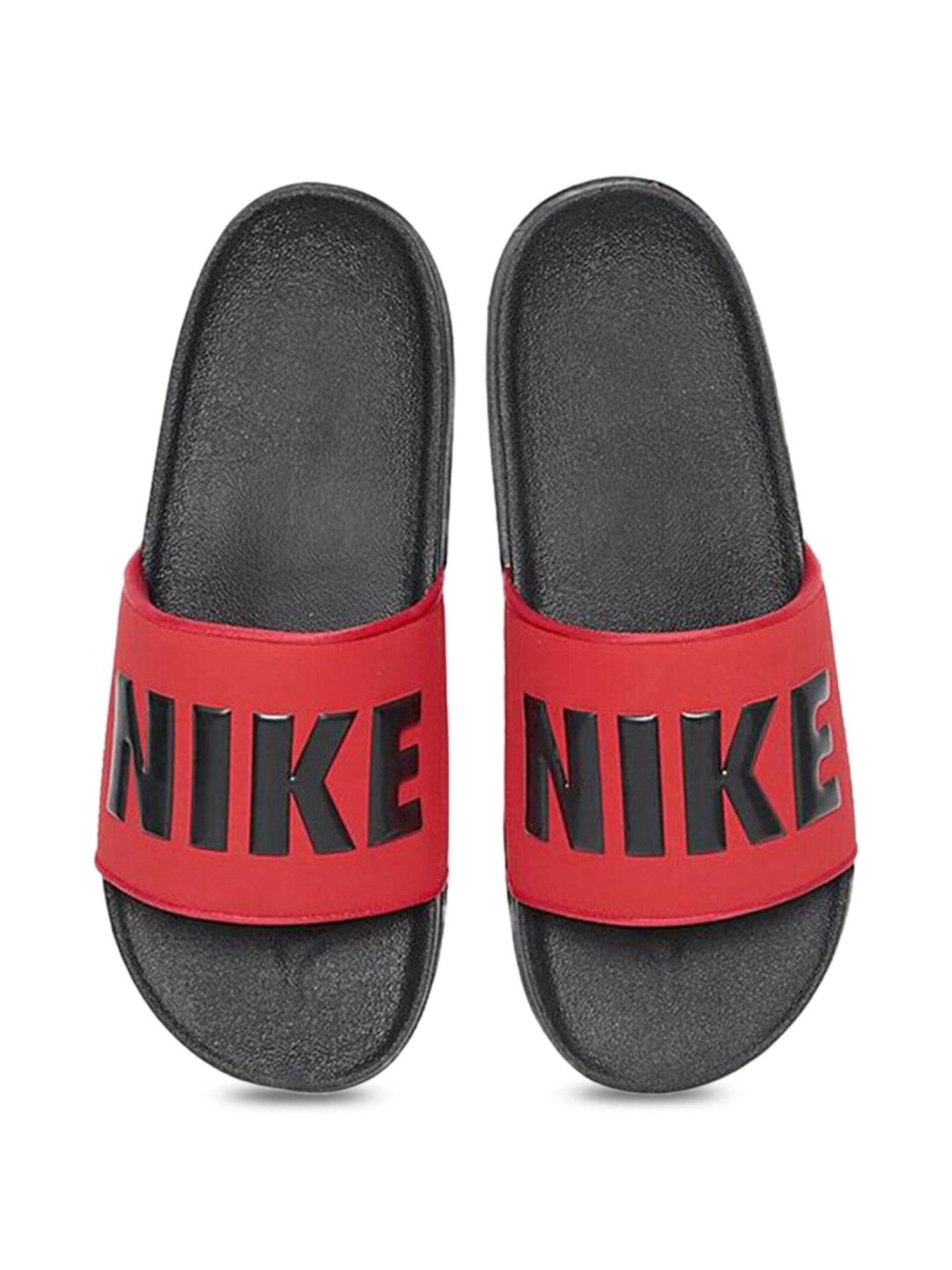 Red nike slides with gold online check