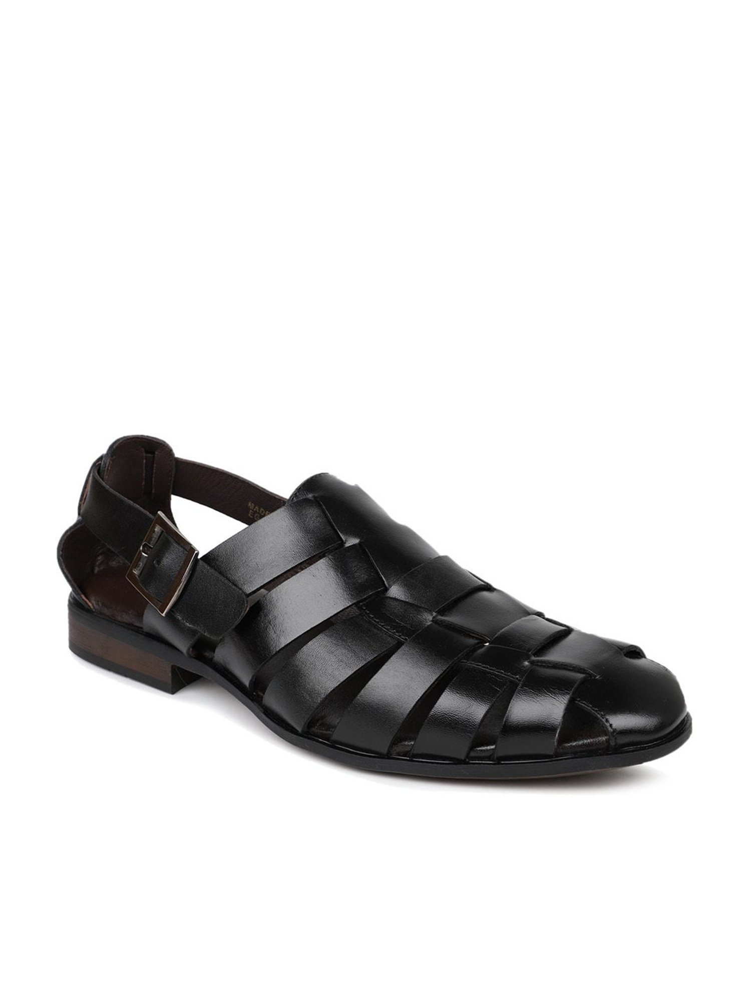 Project Cece | Perry Black Leather Sandals