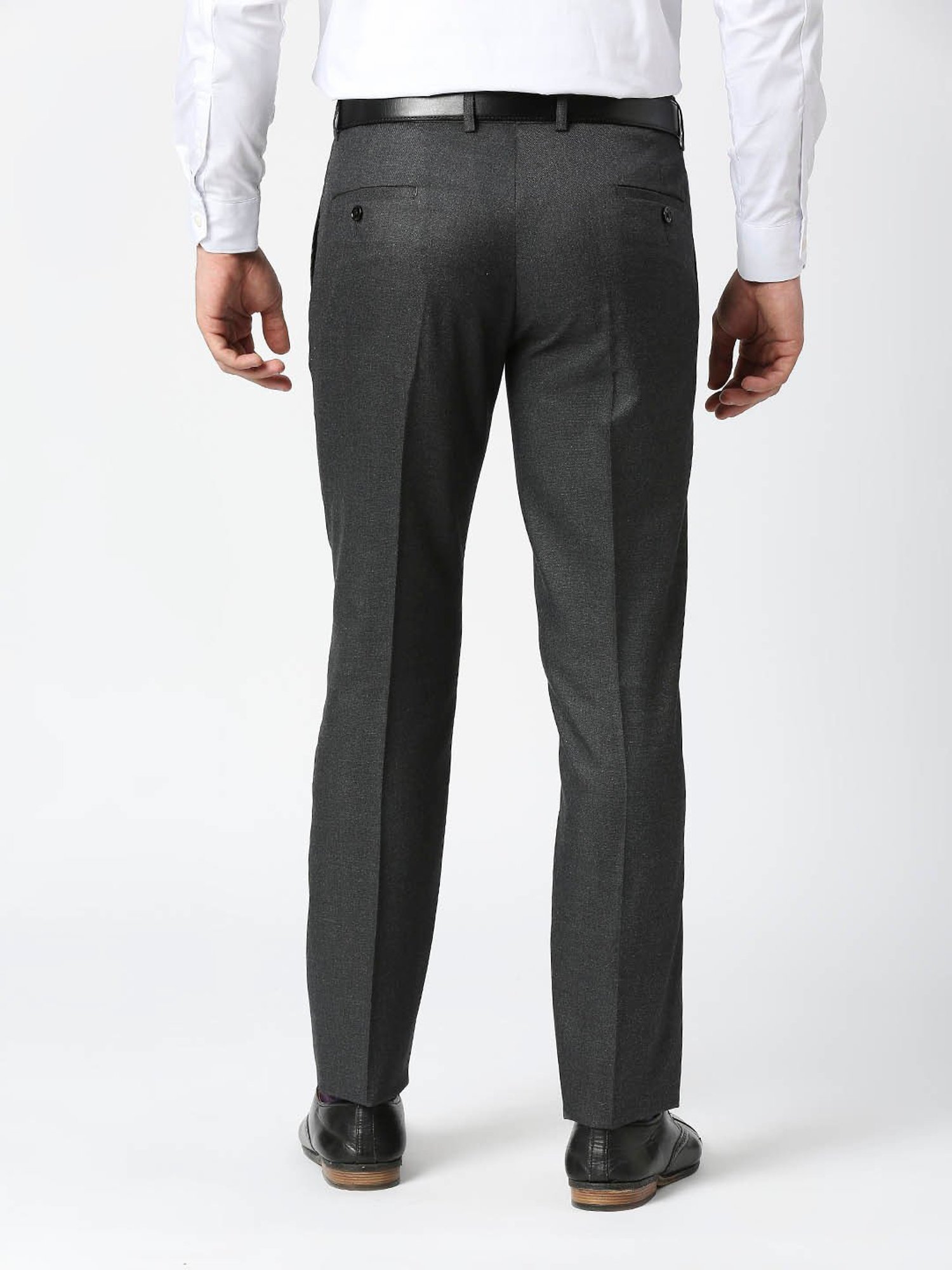 Racing Green | Charcoal Grey Texture Trousers | SuitDirect.co.uk
