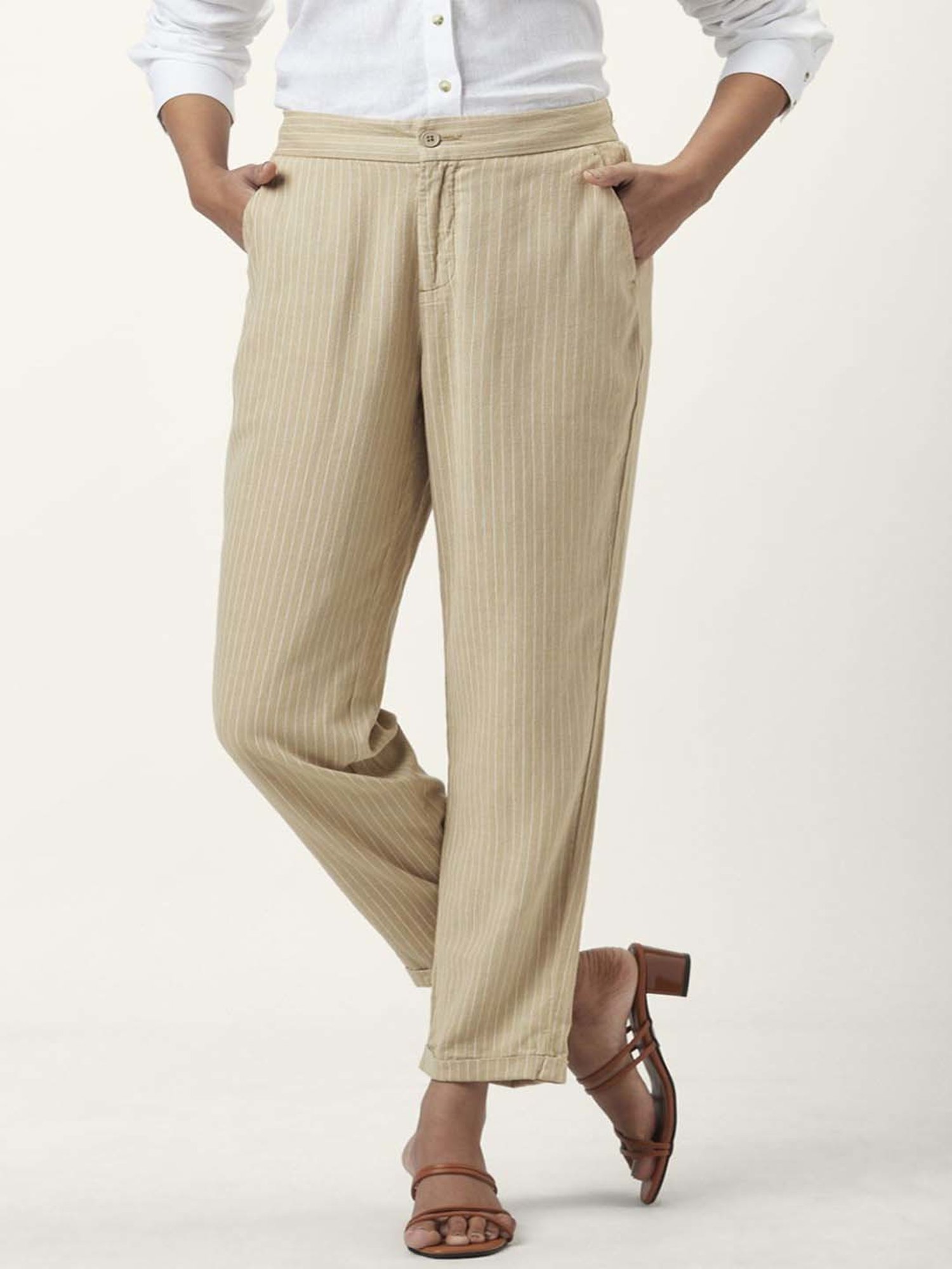 Annabelle by Pantaloons Slim Fit Women Beige Trousers  Buy Annabelle by  Pantaloons Slim Fit Women Beige Trousers Online at Best Prices in India   Shopsyin