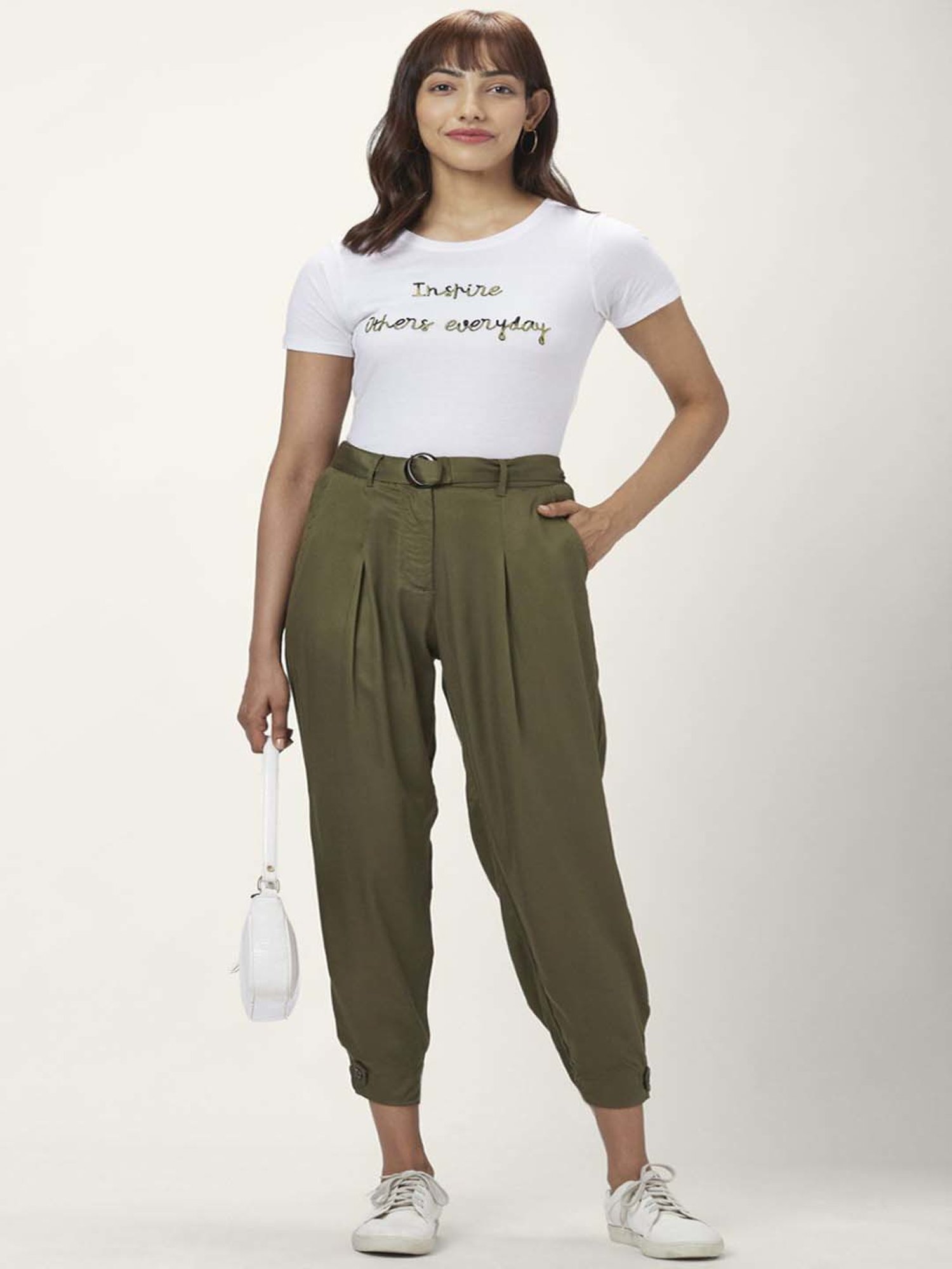 Buy Honey By Pantaloons Women Beige Slim fit Regular trousers Online at Low  Prices in India  Paytmmallcom