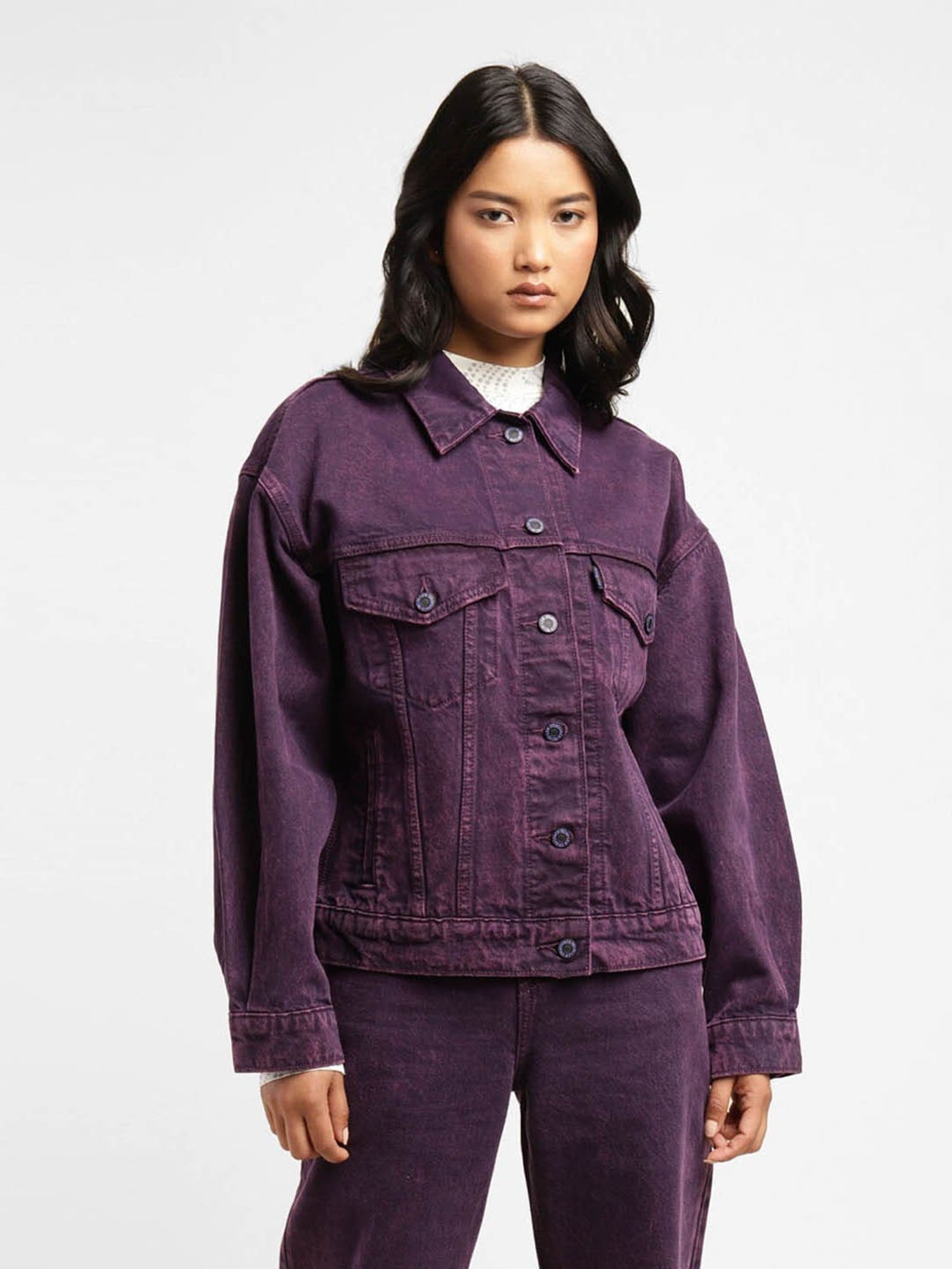 Denim sales purple jacket