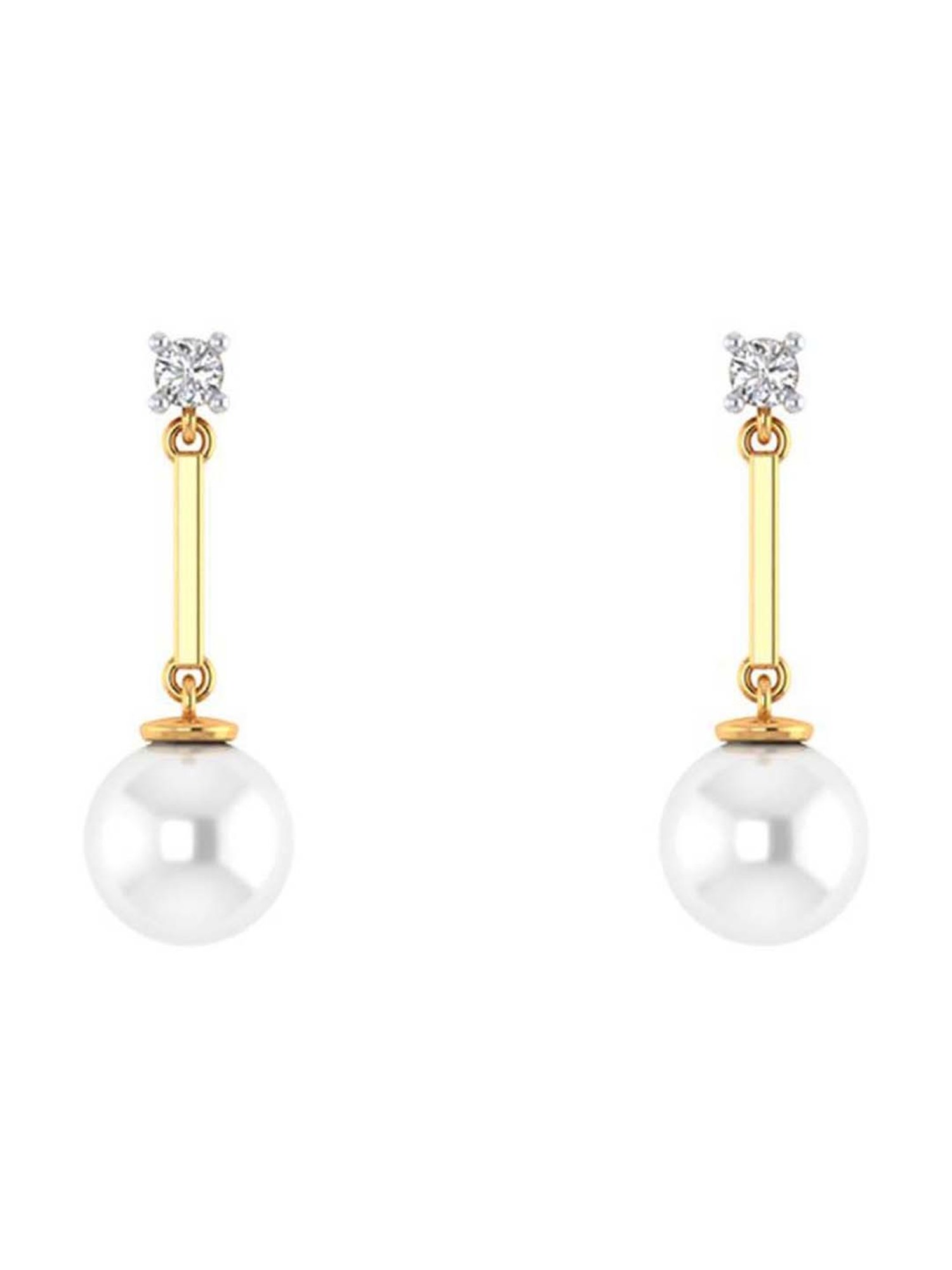 BuyAmelia White Gold Pearl Stud Earrings Online  Designer Jewellery online  Shopping India  Diamond Earrings Online Shopping