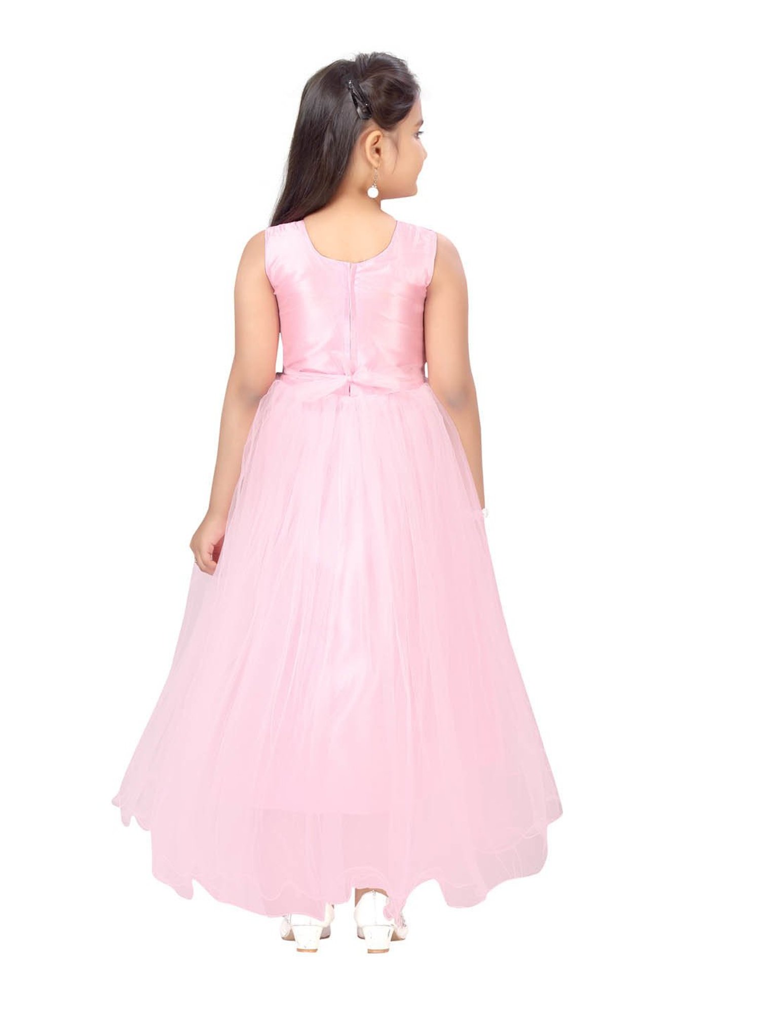 Pink Sheer Neck Ball Gown Blush Pink Childrens Dress With Beaded Bow Tie  And Cap Sleeves For Weddings, Birthdays, Pageants, And First Communion From  Weddingpromgirl, $92.93 | DHgate.Com