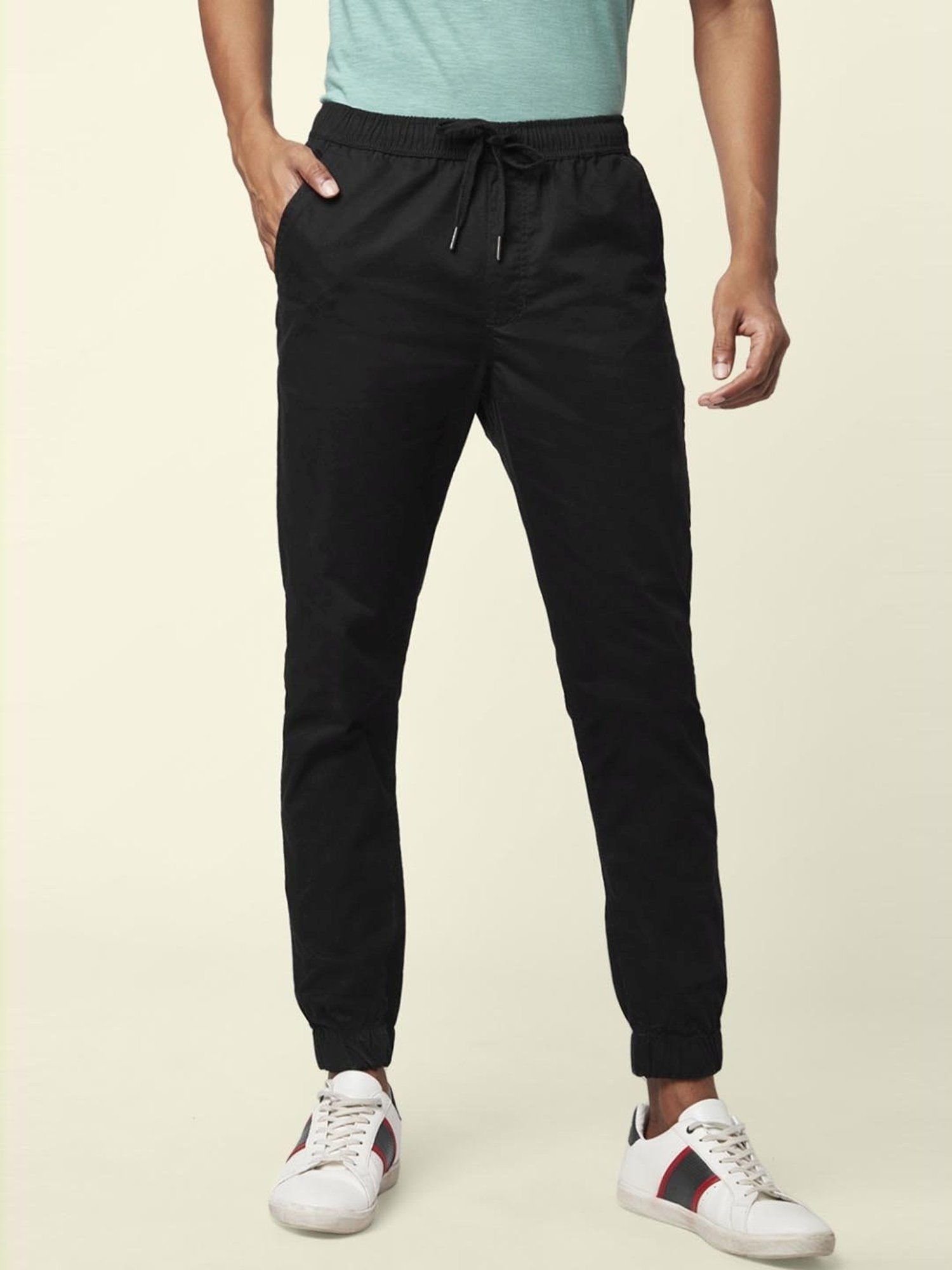 Urban Ranger by Pantaloons Black Cotton Slim Fit Jogger Pants