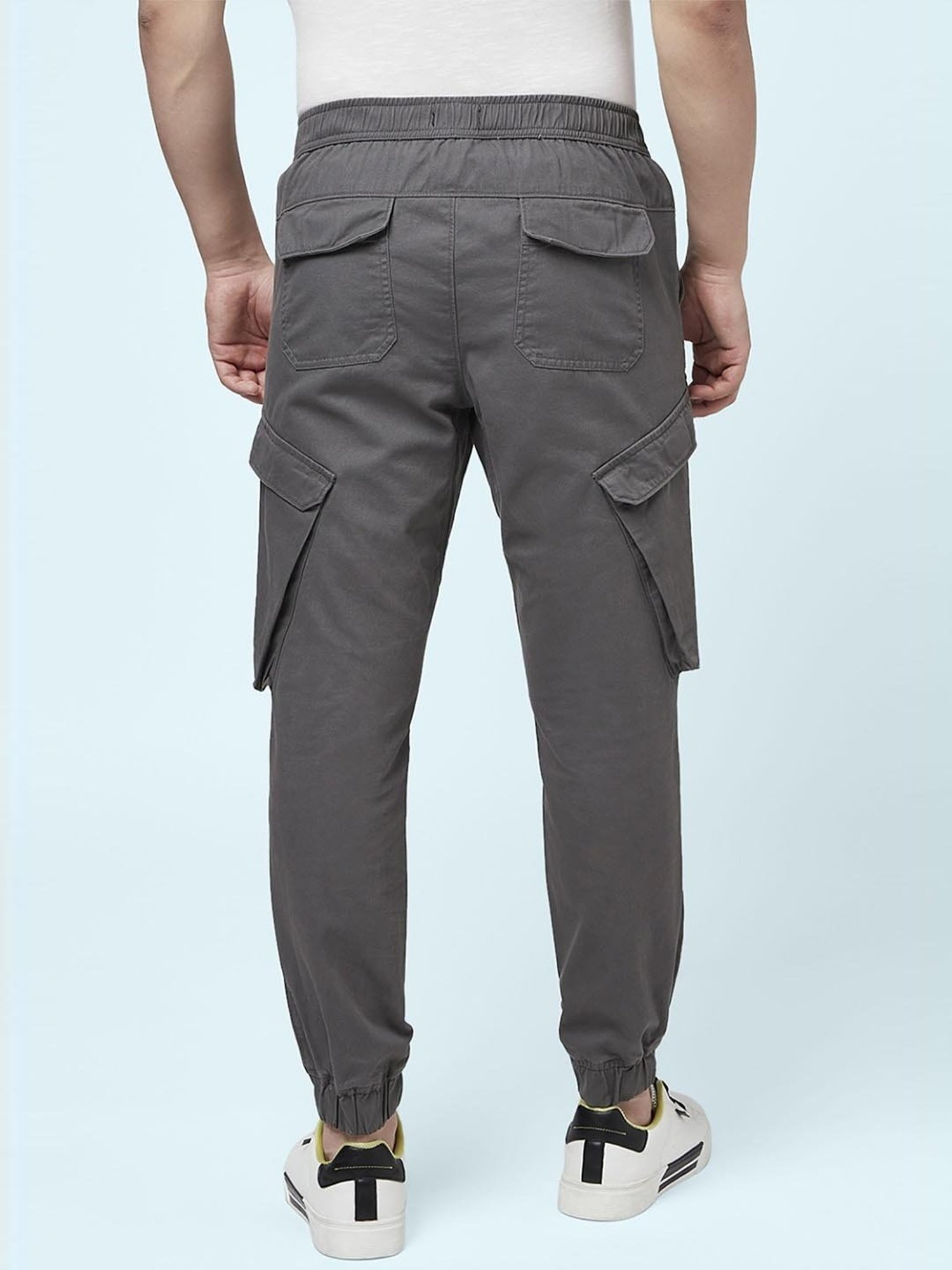 People by Pantaloons Grey Melange Slim Fit Printed Joggers