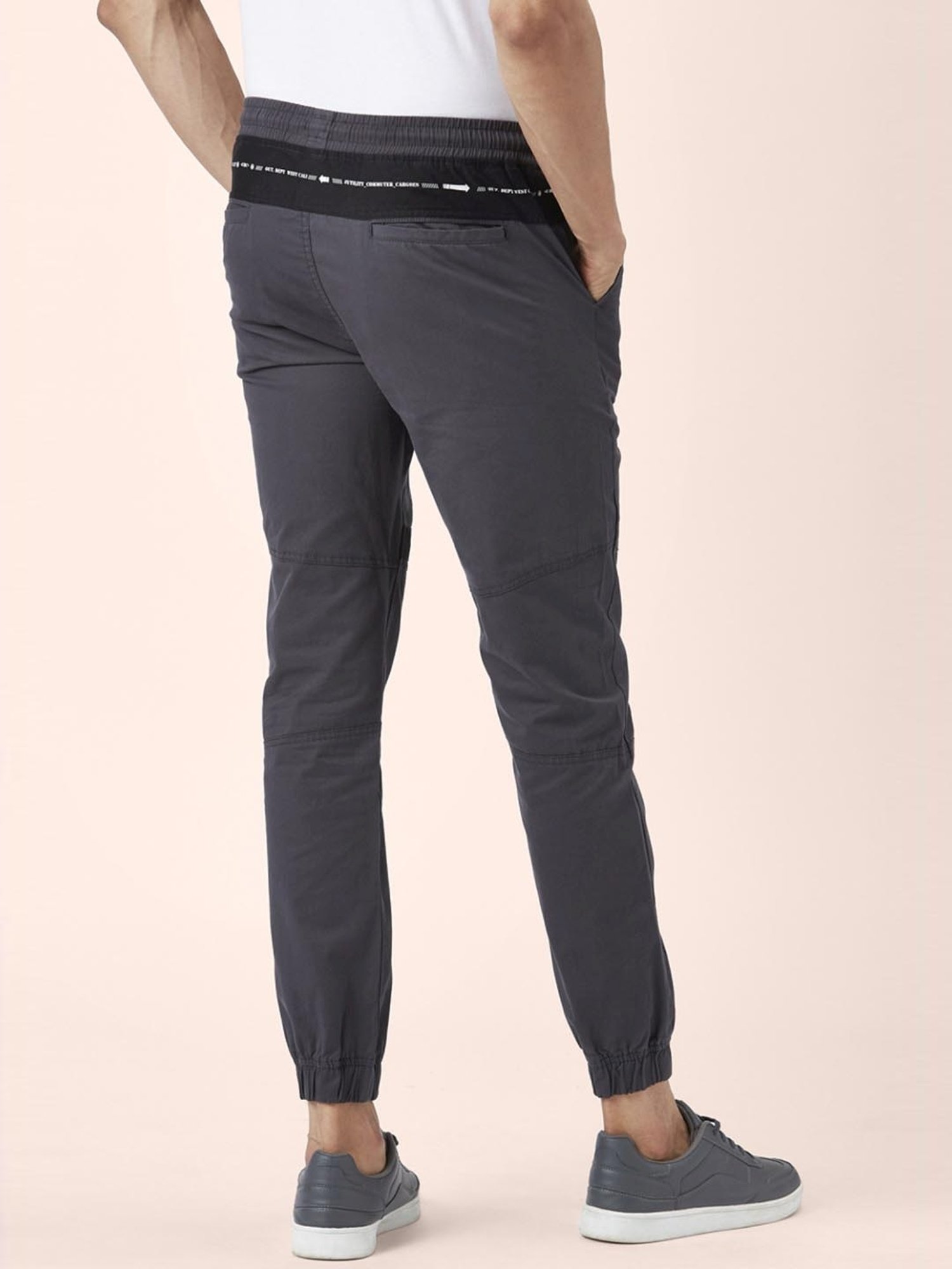 Urban Ranger by Pantaloons Sky Blue Cotton Slim Fit Jogger Pants