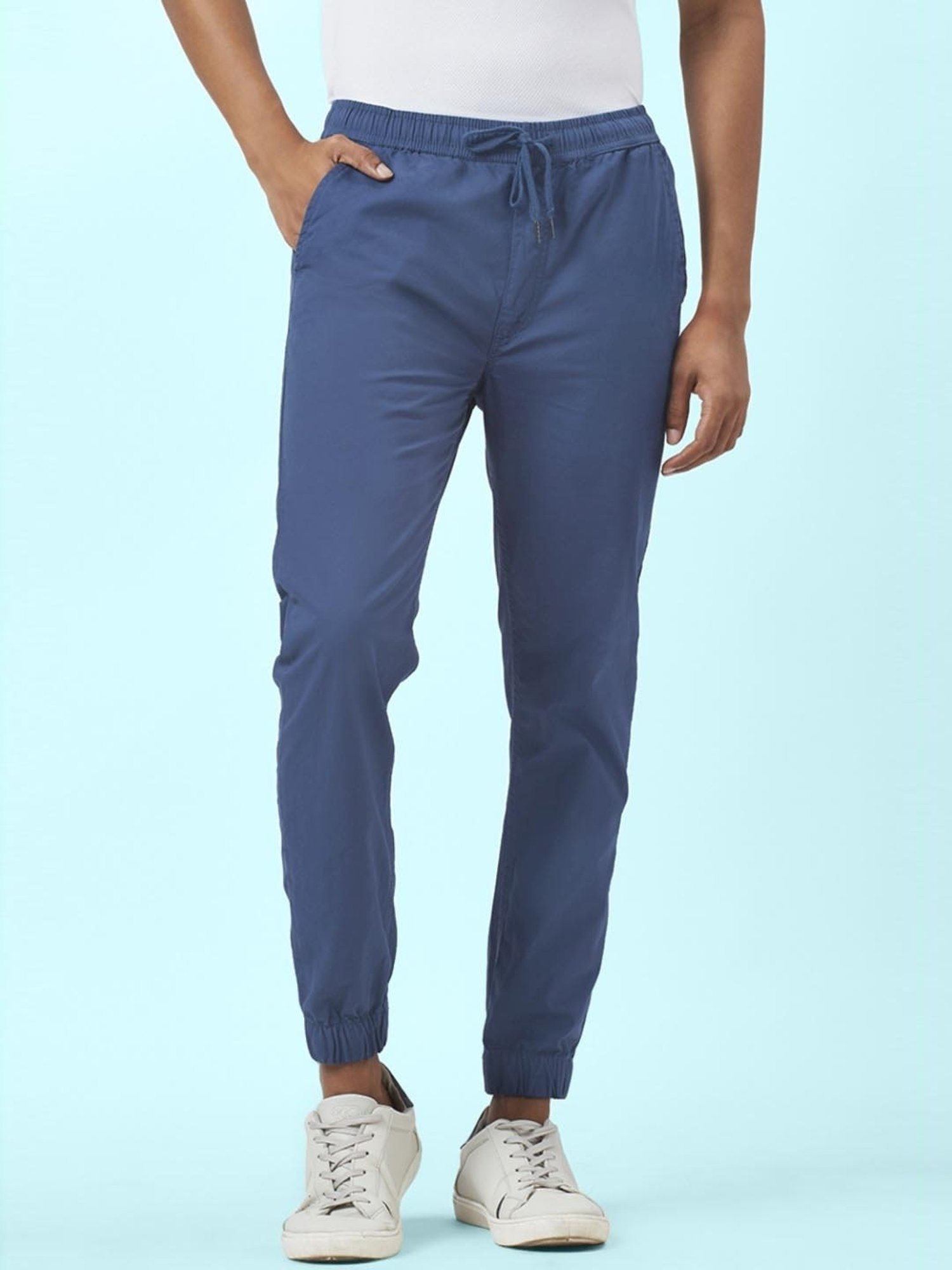 Urban Ranger by Pantaloons Blue Cotton Slim Fit Jogger Pants