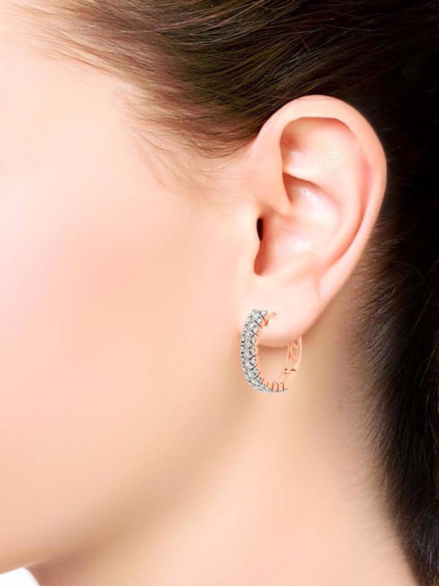 Artificial Diamonds Daily Wear Diamond Hoop Earing, 3 Grams, 18KT at Rs  35000/pair in Surat