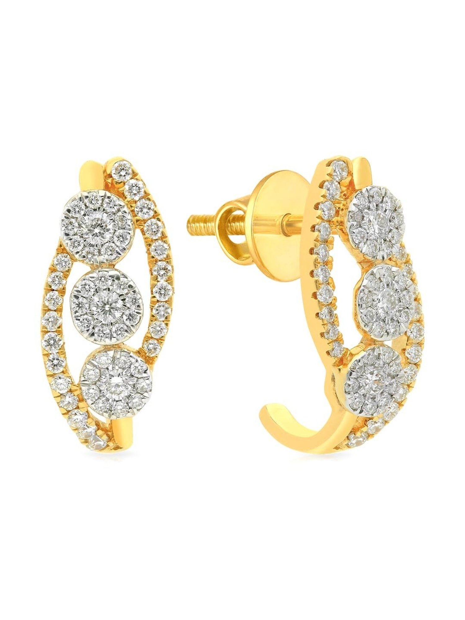 Malabar Gold and Diamonds 18KT Two Colour Gold and Diamond Jhumki Earrings  for Women : Amazon.in: Fashion