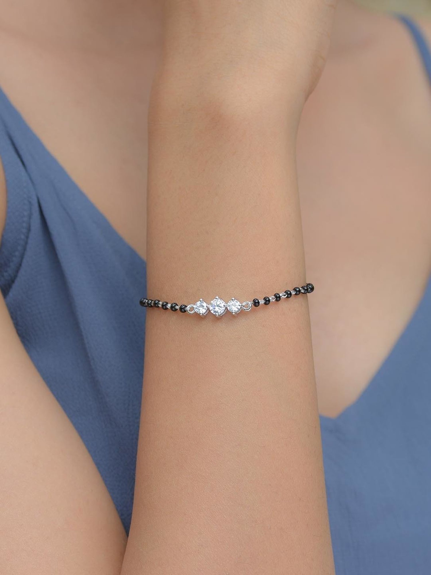 Peora Sterling Silver Stylish 5 Stone Bracelet for India | Ubuy