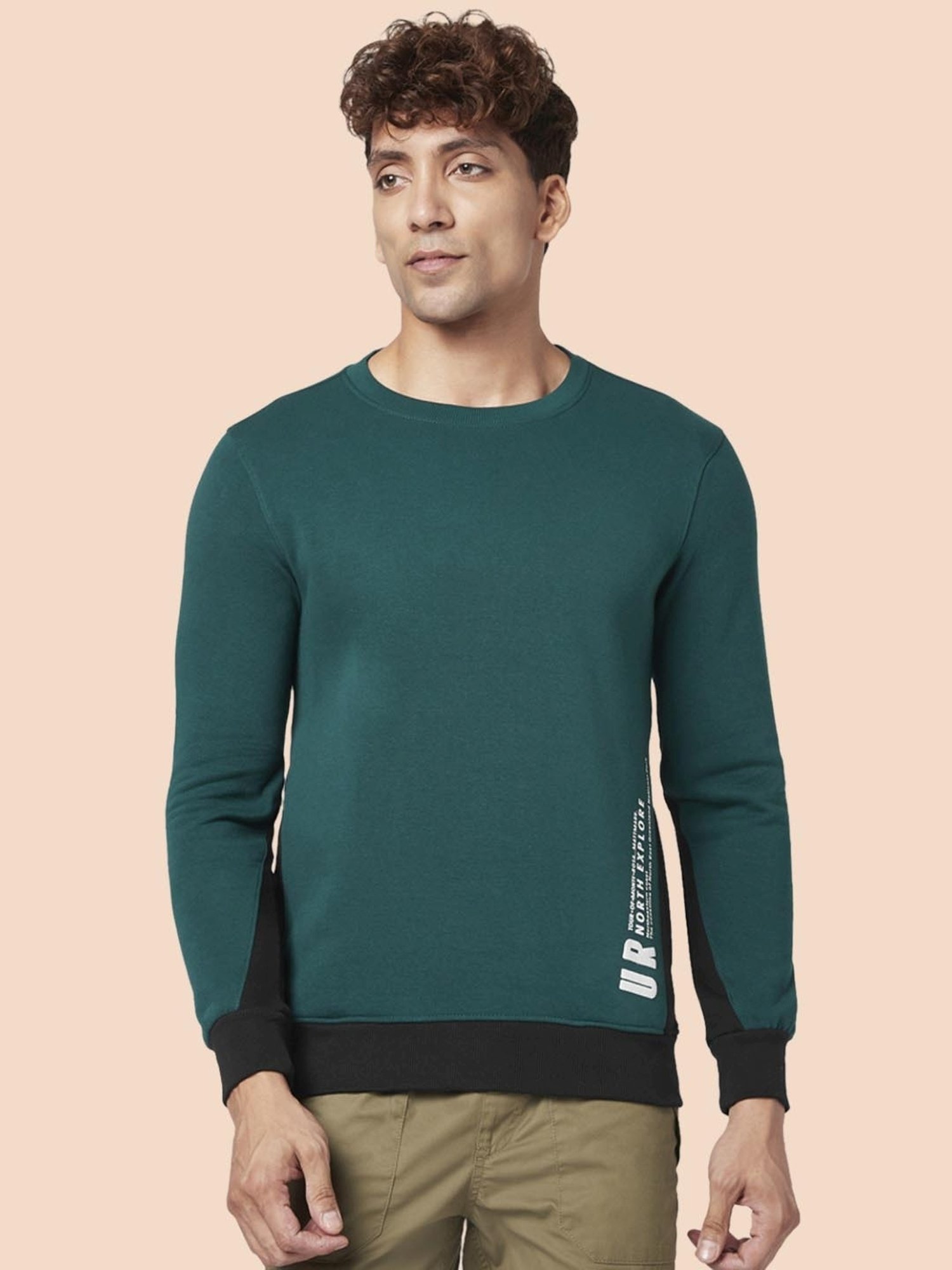 Forest Green Printed Sweatshirt