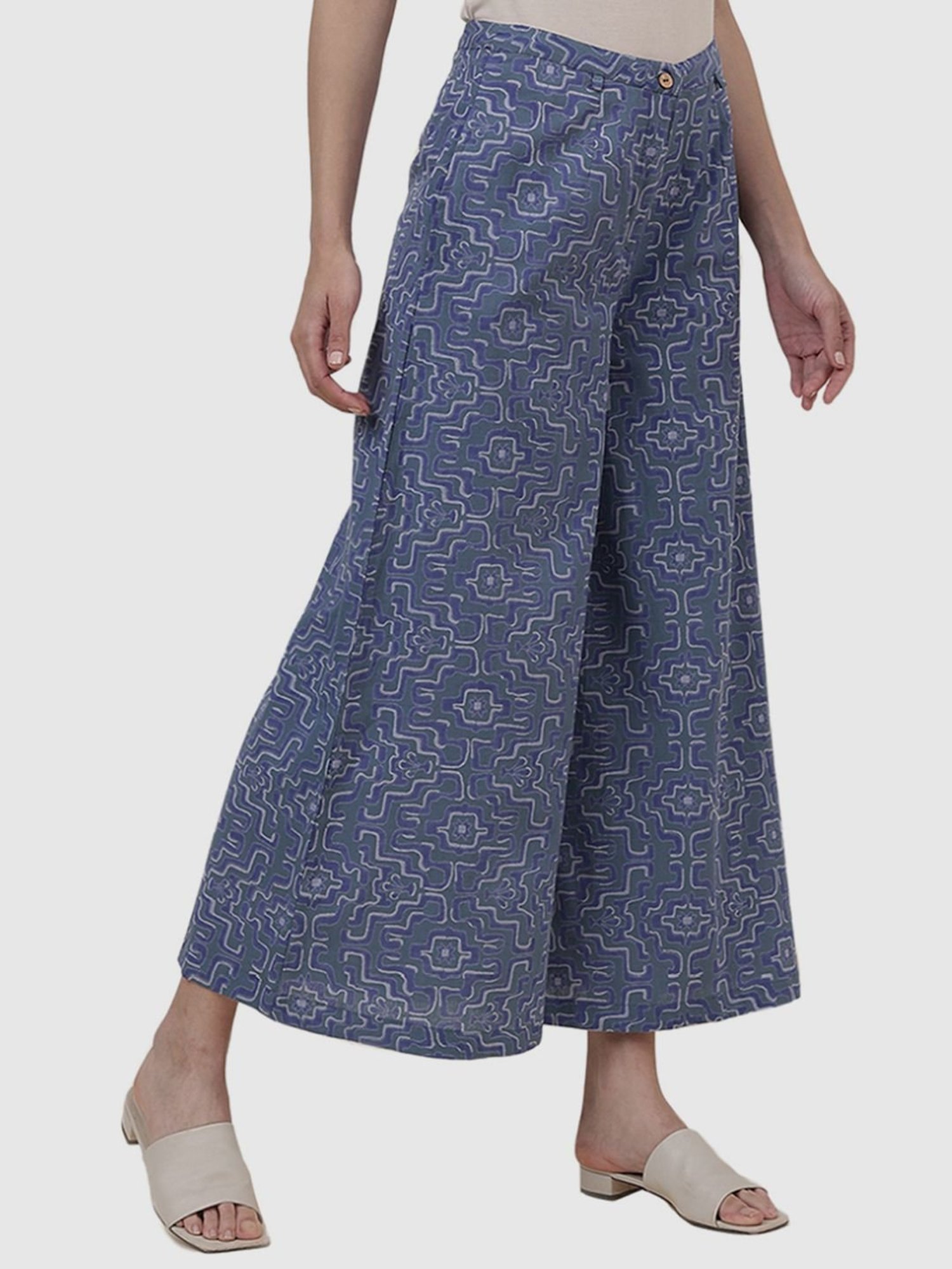 Buy Fabindia Blue Cotton Printed Pants for Women Online @ Tata CLiQ