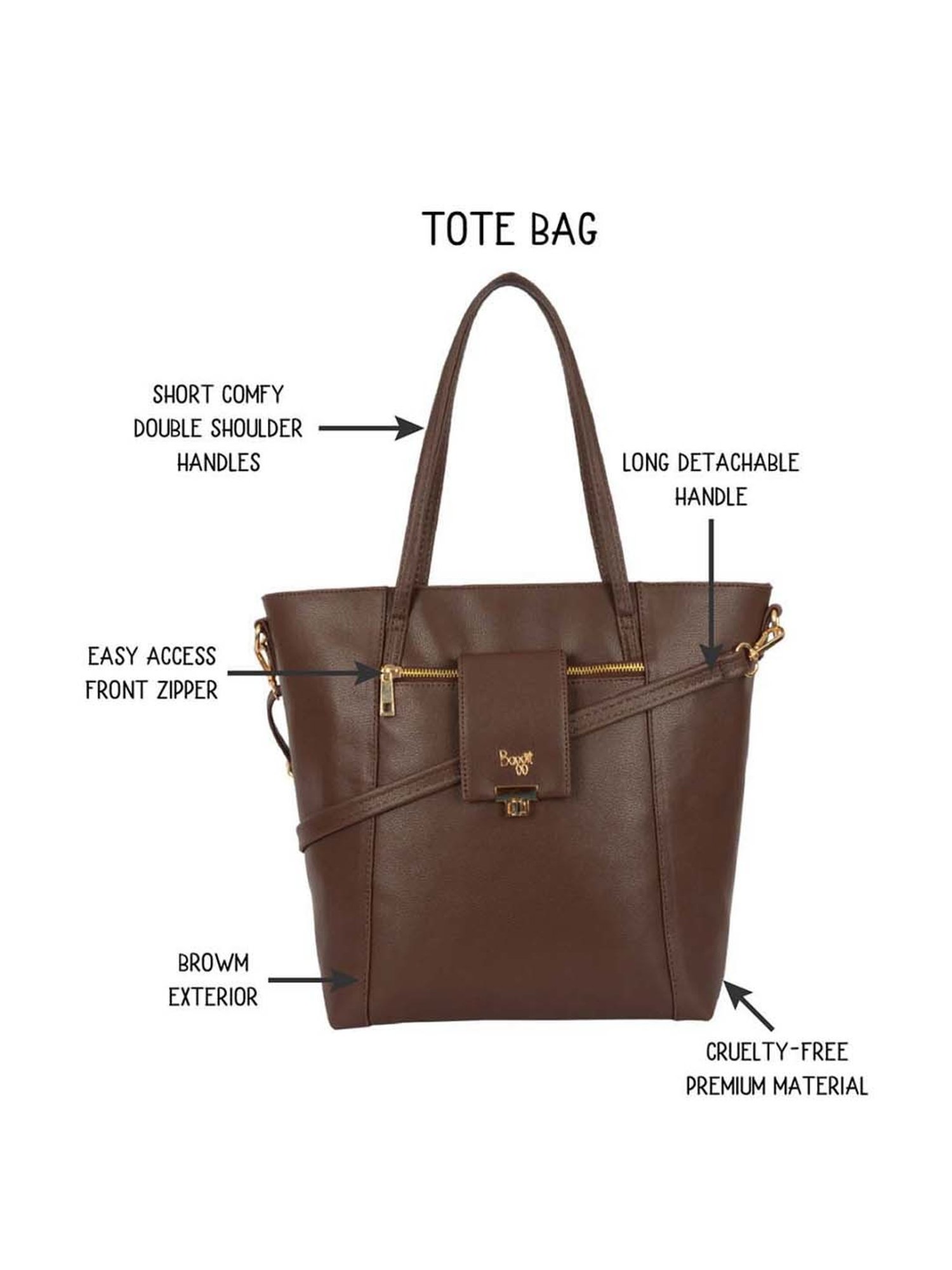 Large tote bag with double handles and shoulder strap