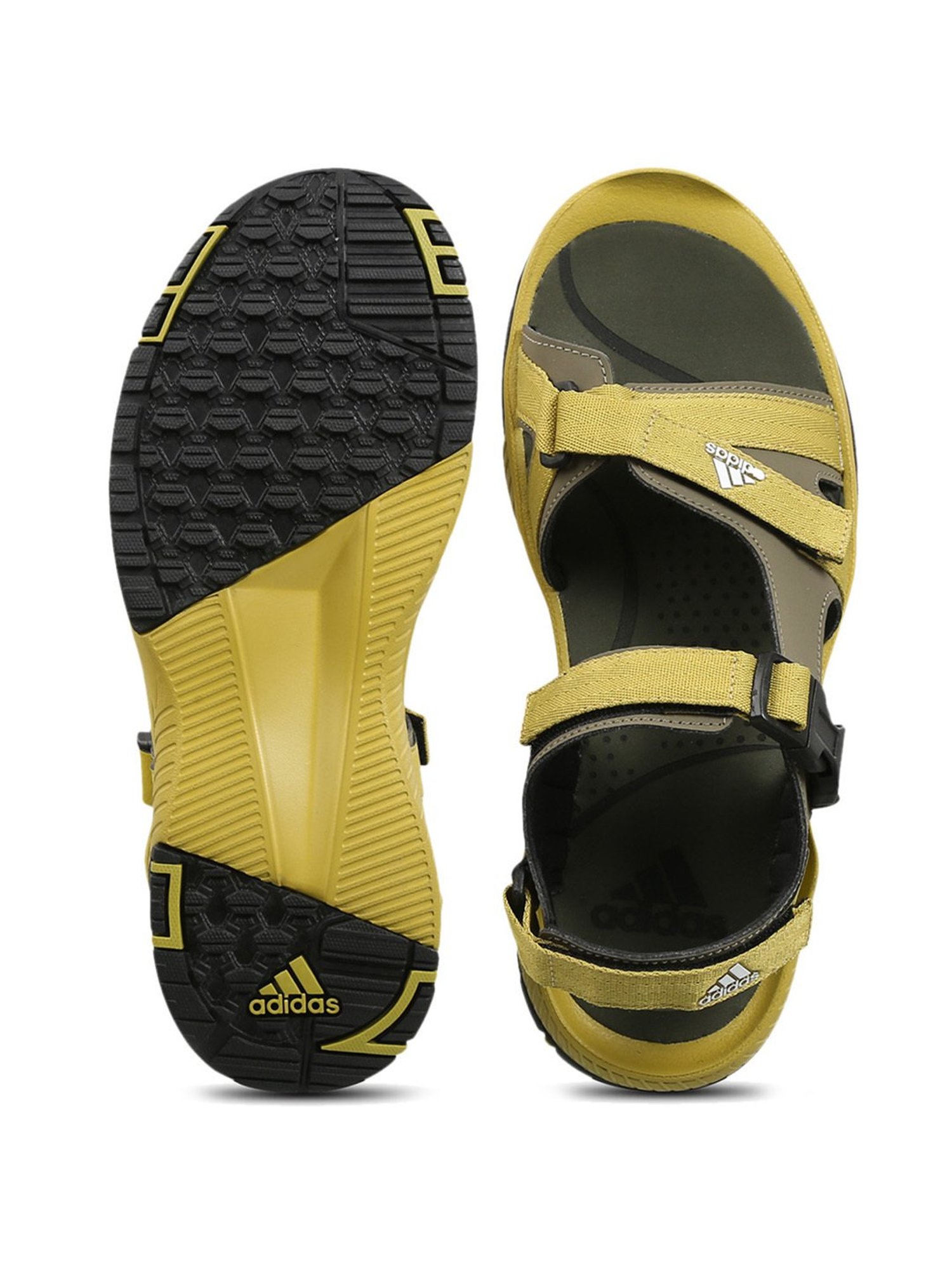 Adidas Mens Adilette TND Adjustable Closure Slides Sandals Black & Yellow  GW6145 | eBay