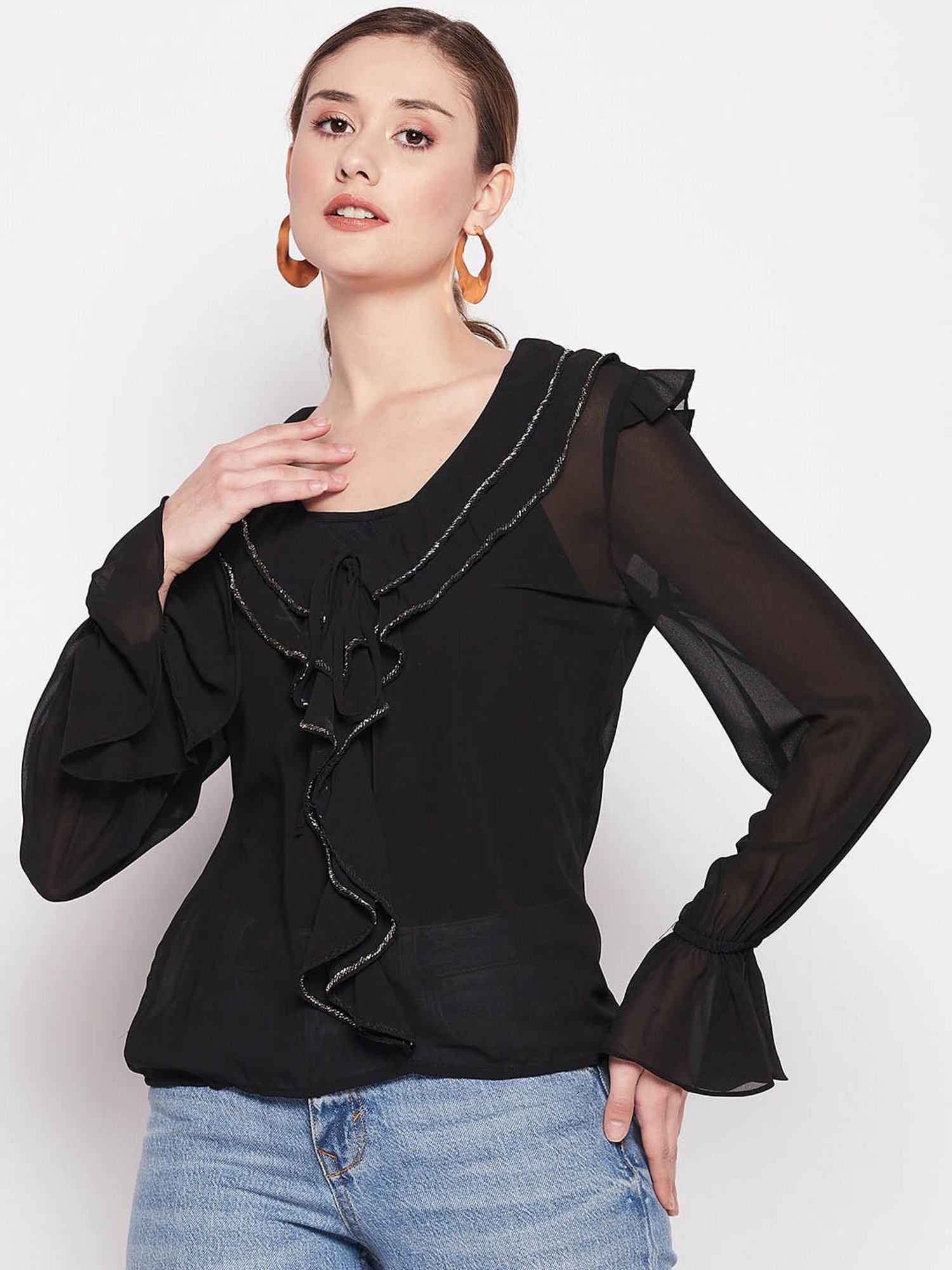 Camla by MADAME Black Embellished Top