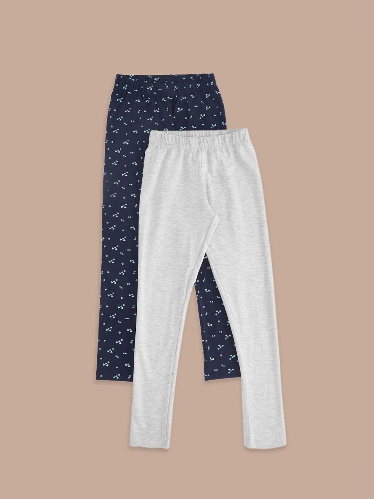 Pantaloons Junior Peach & Navy Printed Leggings (Pack of 2)