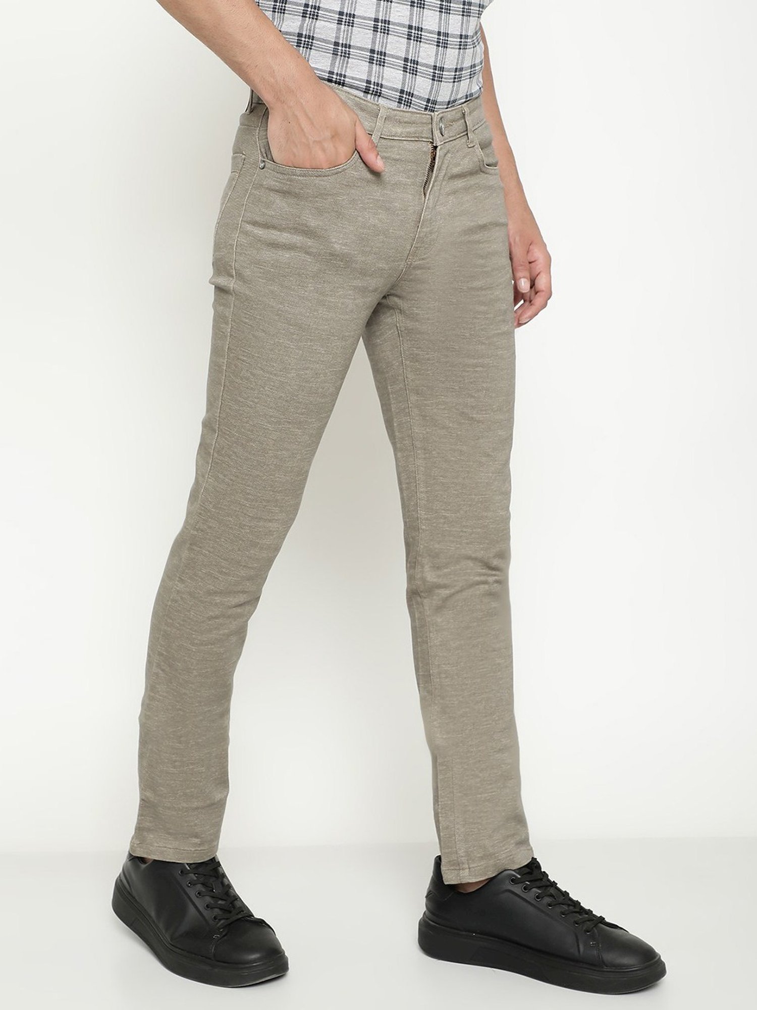 Buy Cottonworld Men CreamColoured Comfort Regular Fit Solid Linen Regular  Trousers online  Looksgudin