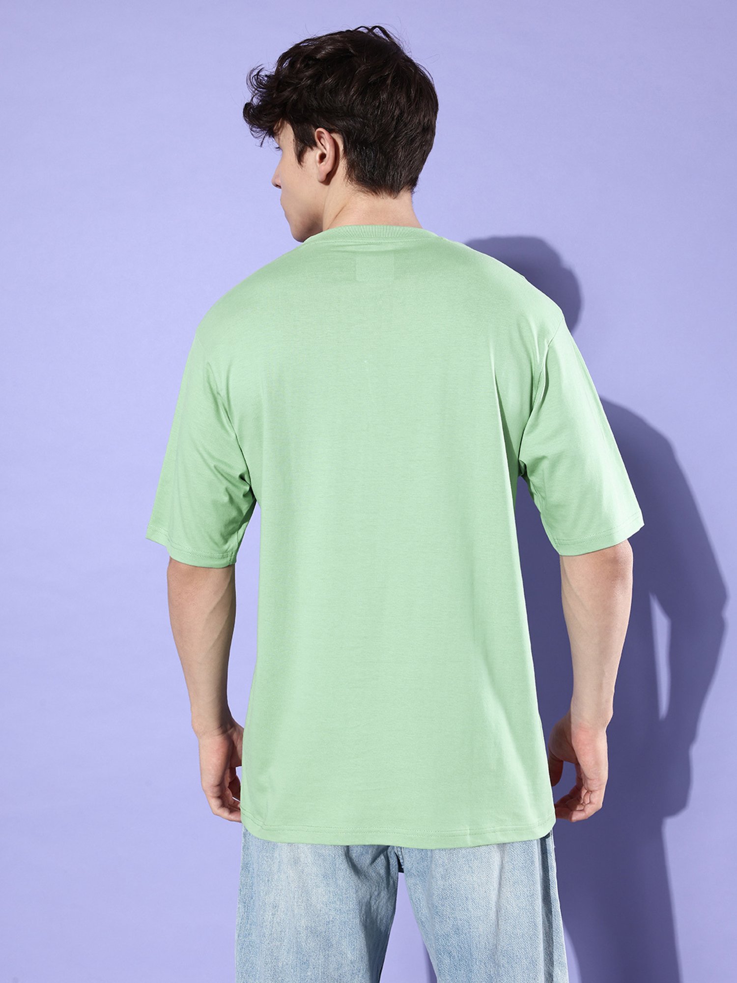 Urban Pista Green Solid Oversize Drop Shoulder T Shirt in Mumbai