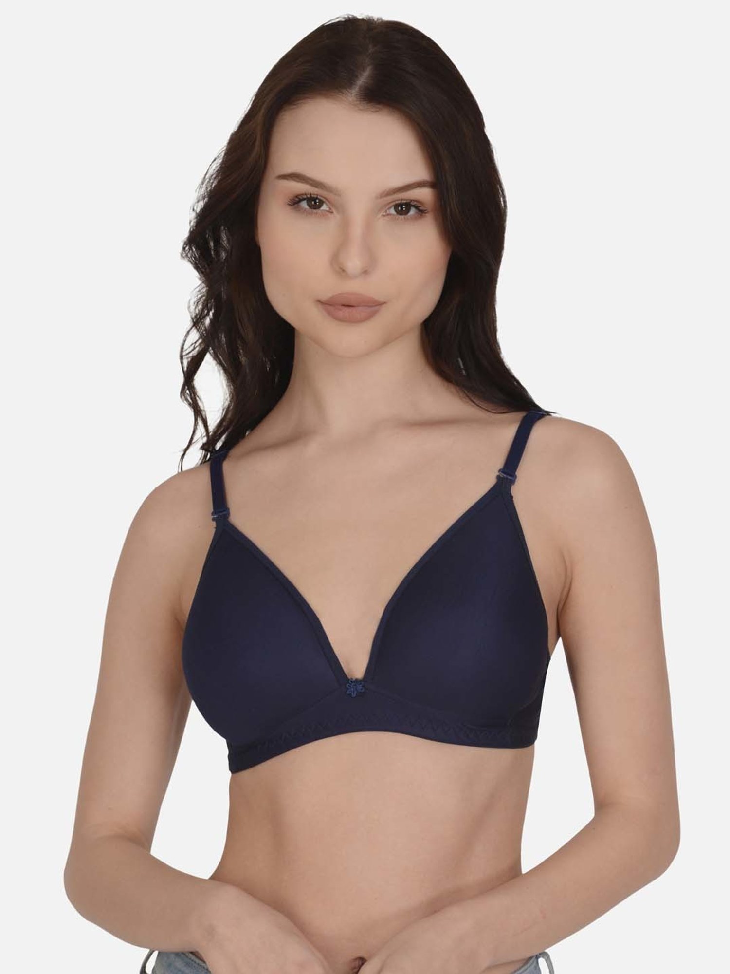 mod & shy Navy Cotton Padded Plunge Bra