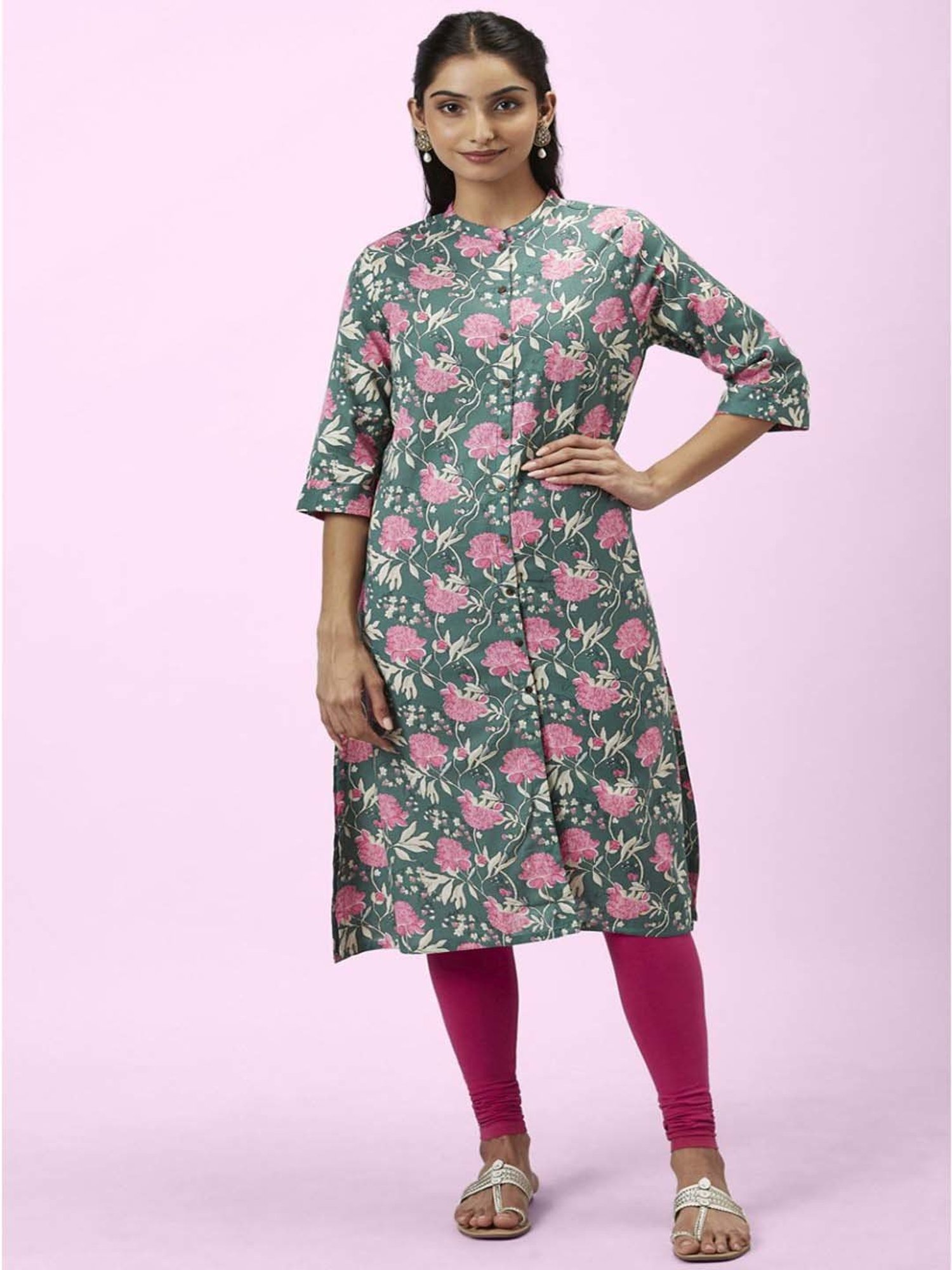 Rangmanch by Pantaloons Off-White Printed Fit and Flare Kurta