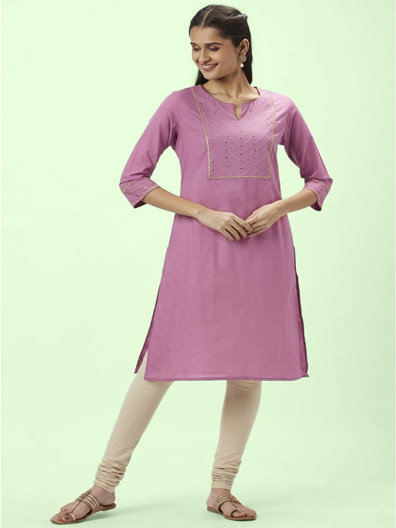 Kurtas  Rangmanch Purple Embellished Kurtasl With 3/4th Sleeves