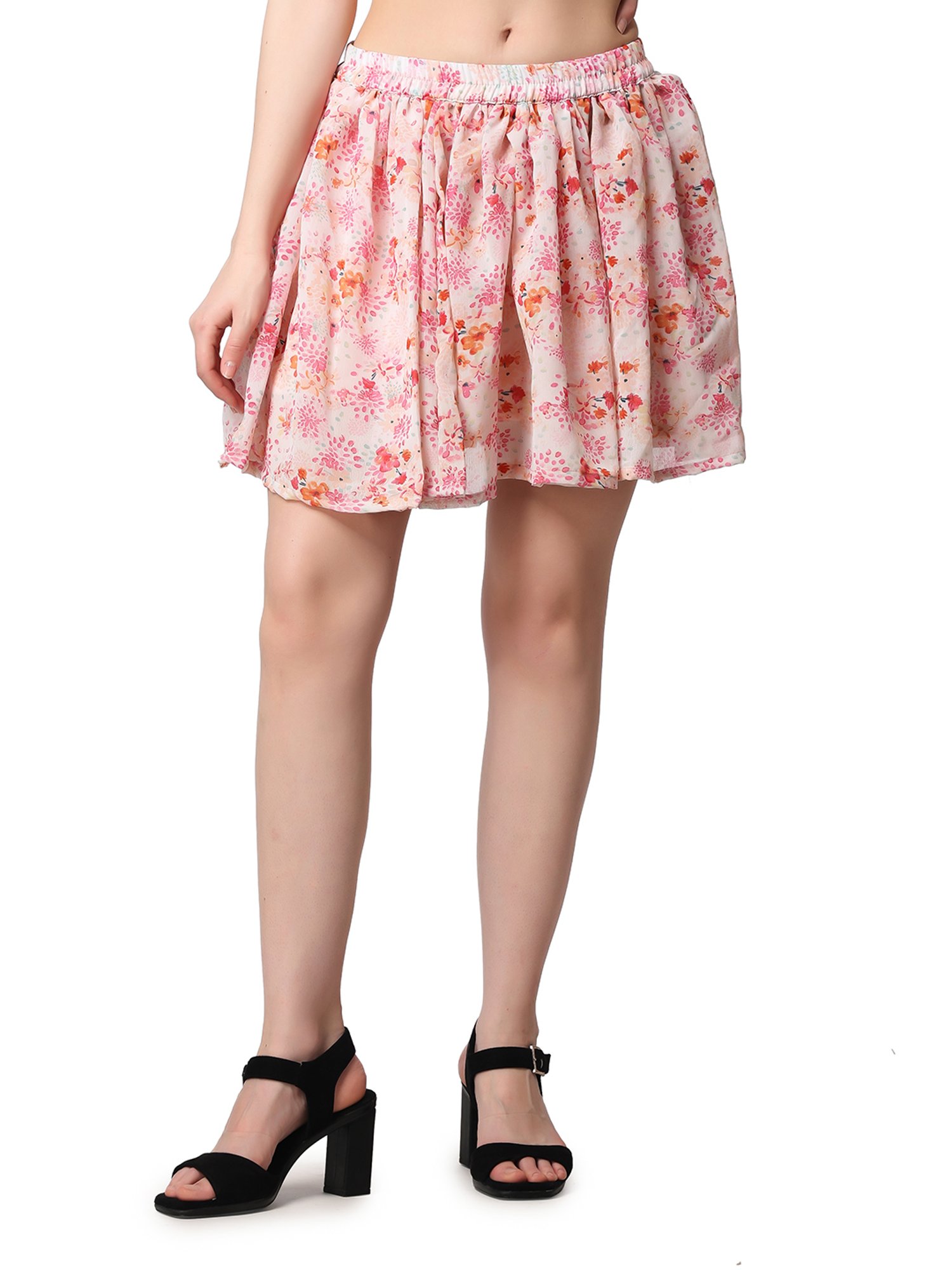 Cation Pink Floral Print Mini Skirt