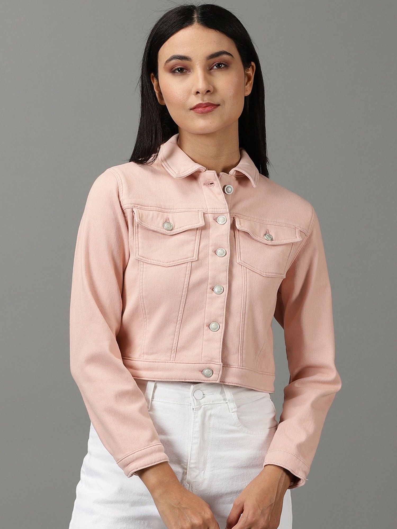 Buy UTH by Roadster Girls Peach-Coloured Cotton Denim Jacket online |  Looksgud.in