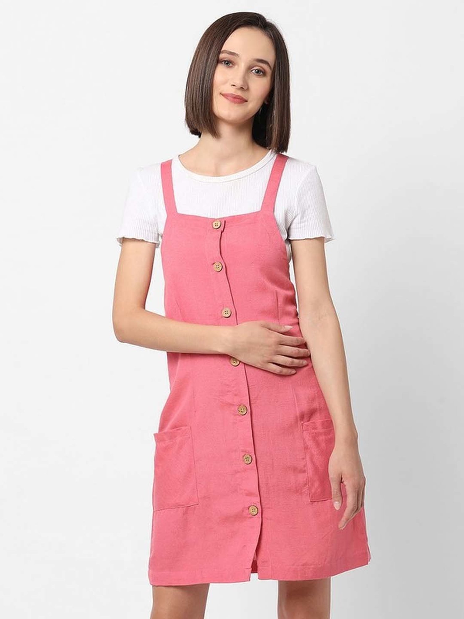Buy denim pinafore dress for ladies in India @ Limeroad