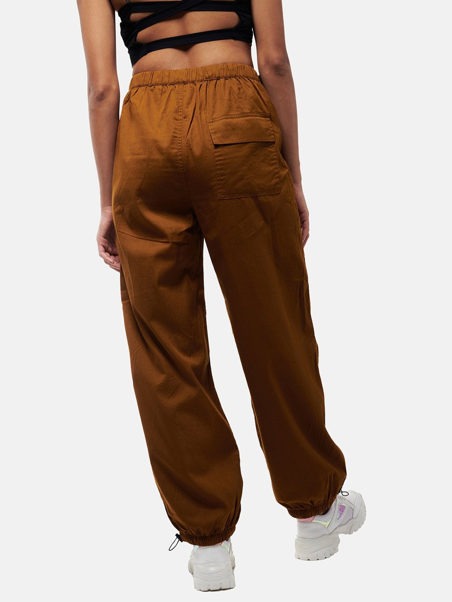 Buy IZF Brown Relaxed Fit High Rise Parachute Pants for Women's