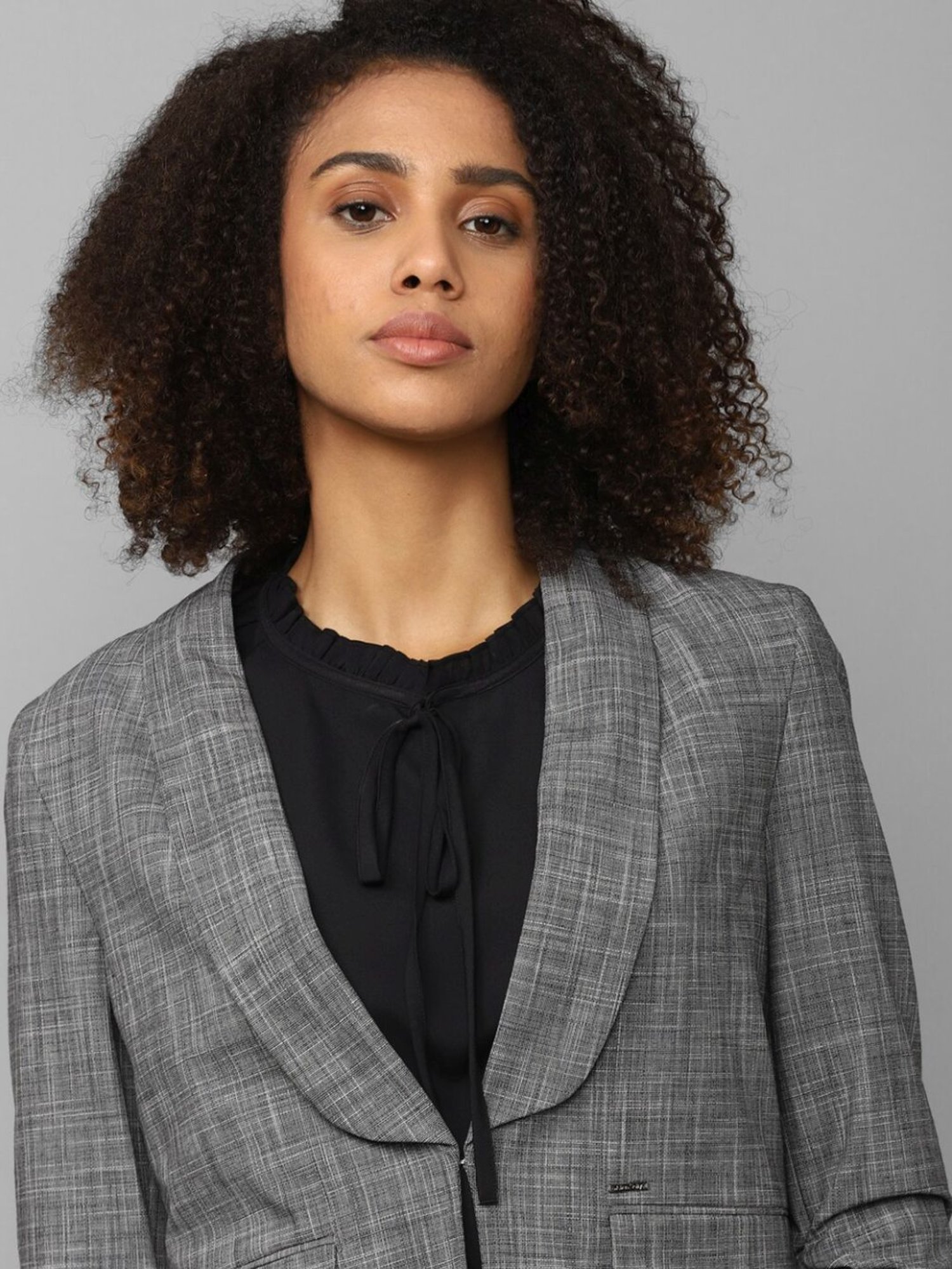 Buy Allen Solly Grey Chequered Blazer for Women Online @ Tata CLiQ