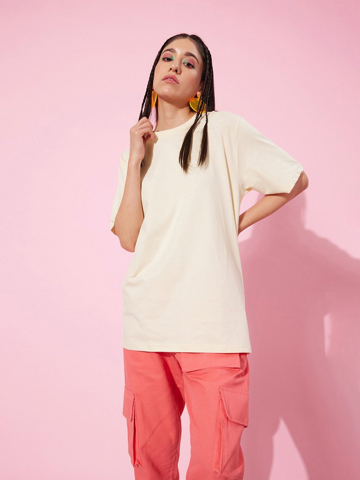 Buy Dillinger Light Pink Cotton T-Shirt for Women Online @ Tata CLiQ