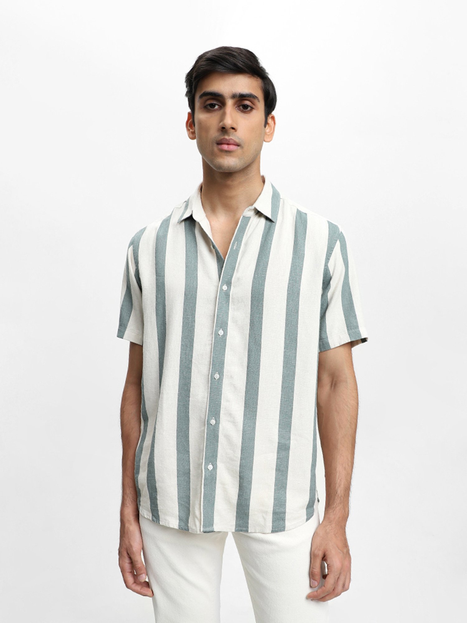 トップス 0658 Stony paint open collar shirt Stony paint open collar shirt / Turquoise | 0658