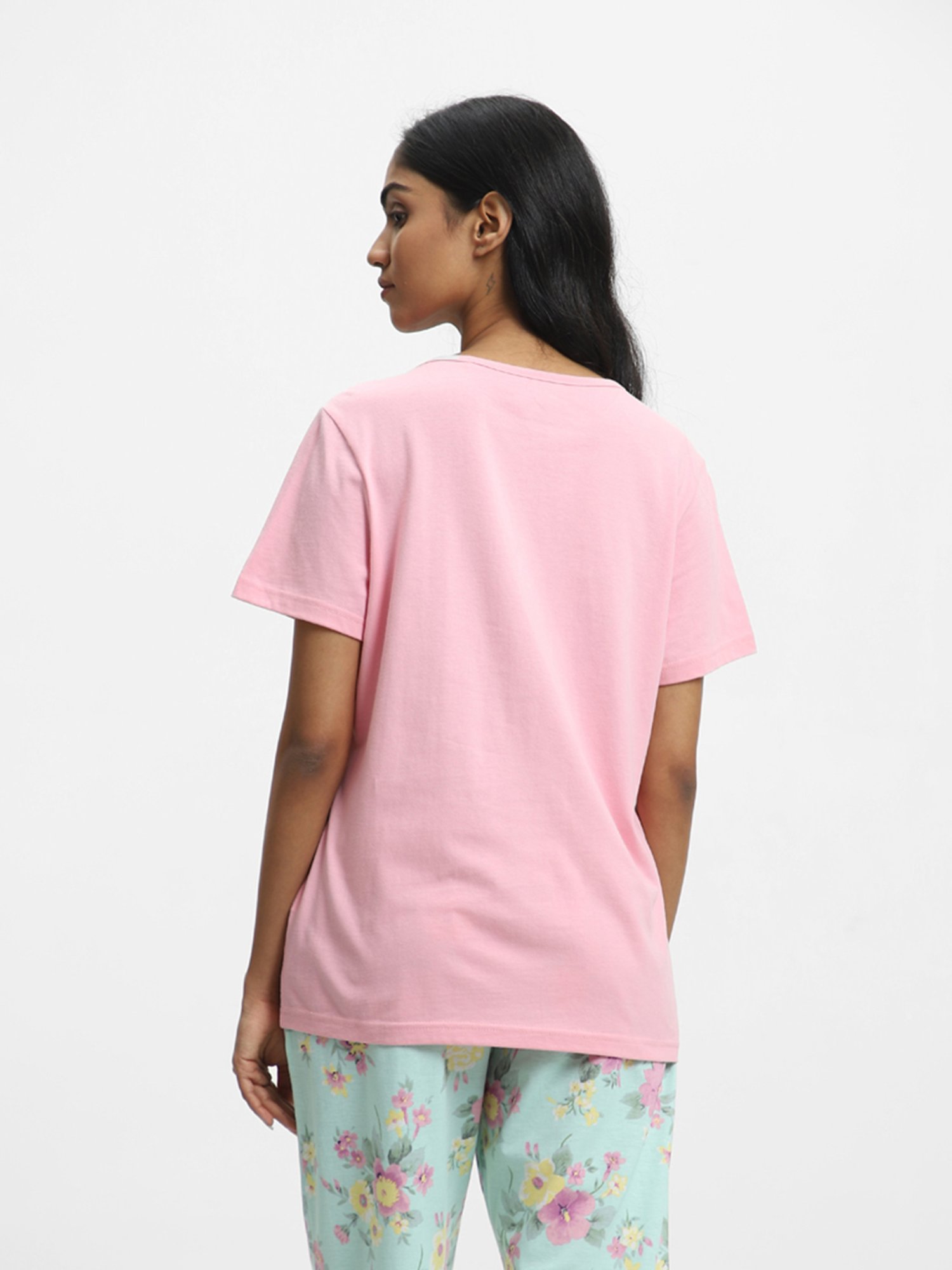 Wunderlove by Westside Solid Nude Pink One-Fold T-Shirt