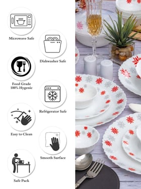 Buy Cello White & Red Glass Dinner Set at Best Price @ Tata CLiQ