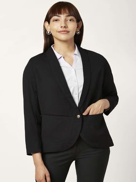 Annabelle by Pantaloons Grey Chequered Blazer