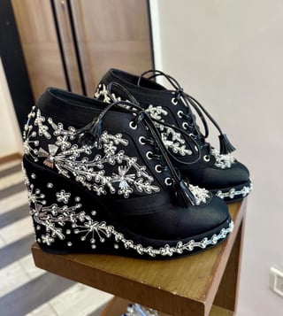 Black studded online wedges