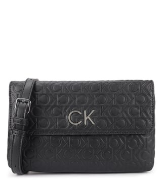 Calvin Klein Jeans monogram cross body bag in black