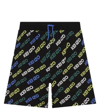 Kenzo Kids Black Logo Regular Fit Bermuda Shorts