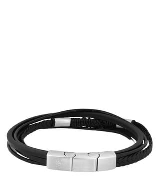 Santa Barbara Polo & Racquet Club Black Fall Winter Leather Bracelet